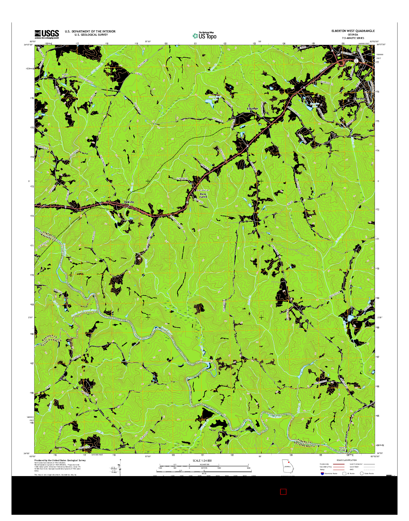 USGS US TOPO 7.5-MINUTE MAP FOR ELBERTON WEST, GA 2017