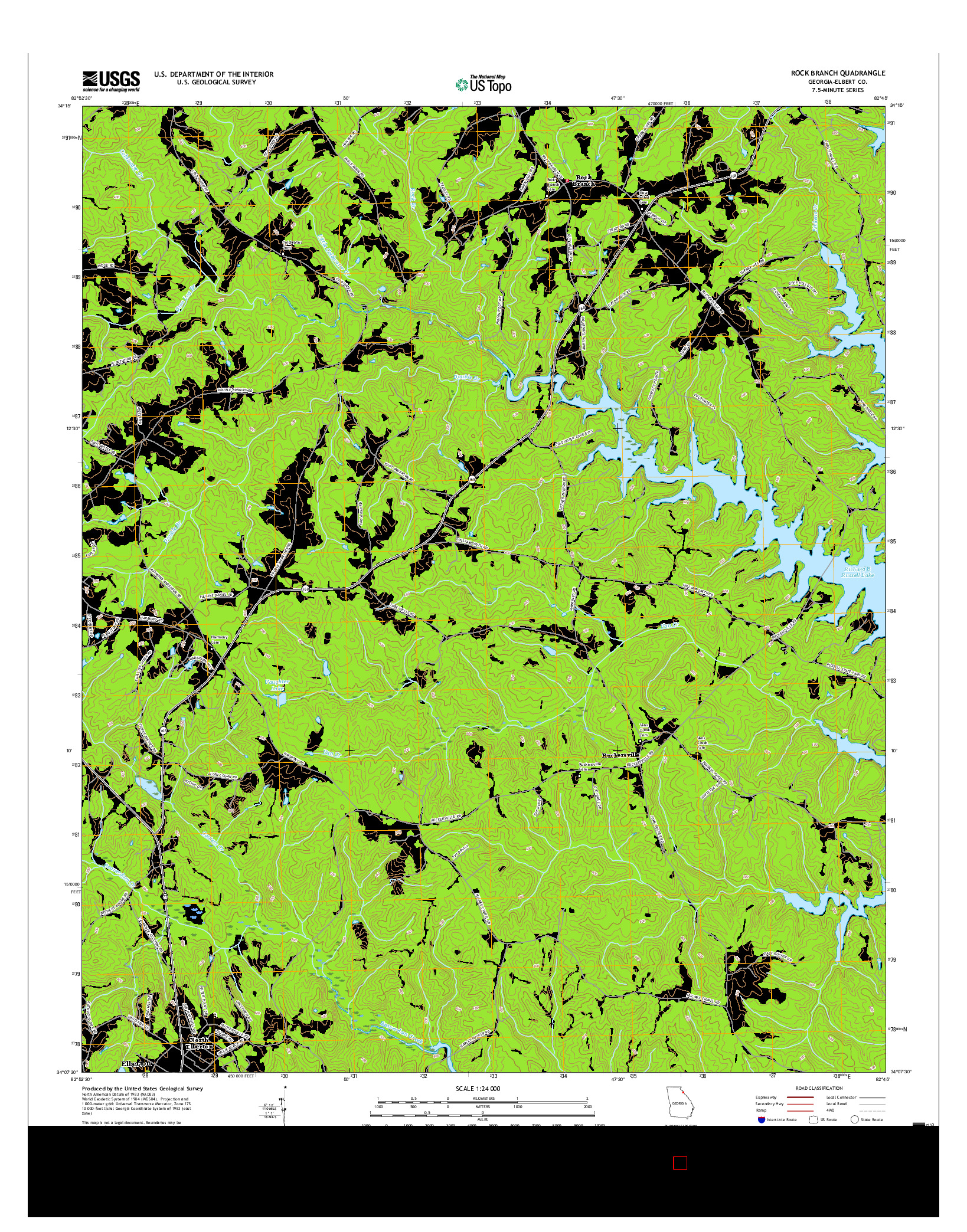 USGS US TOPO 7.5-MINUTE MAP FOR ROCK BRANCH, GA 2017