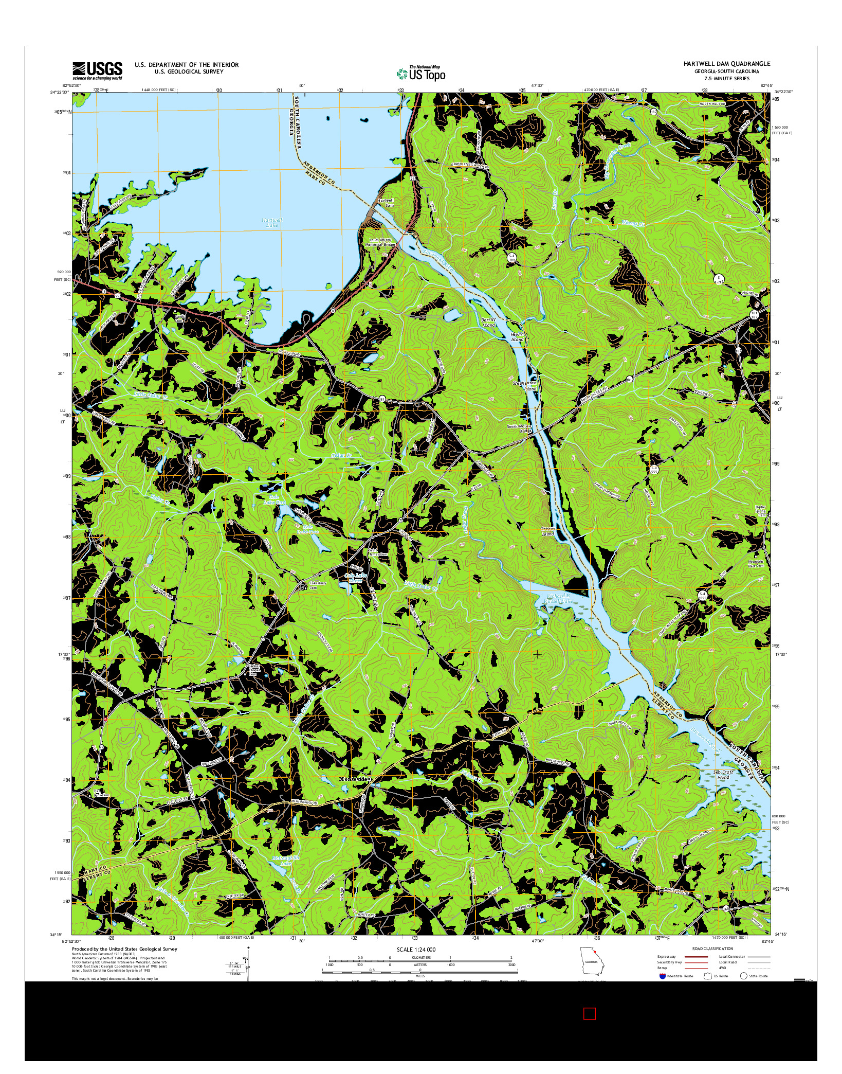 USGS US TOPO 7.5-MINUTE MAP FOR HARTWELL DAM, GA-SC 2017