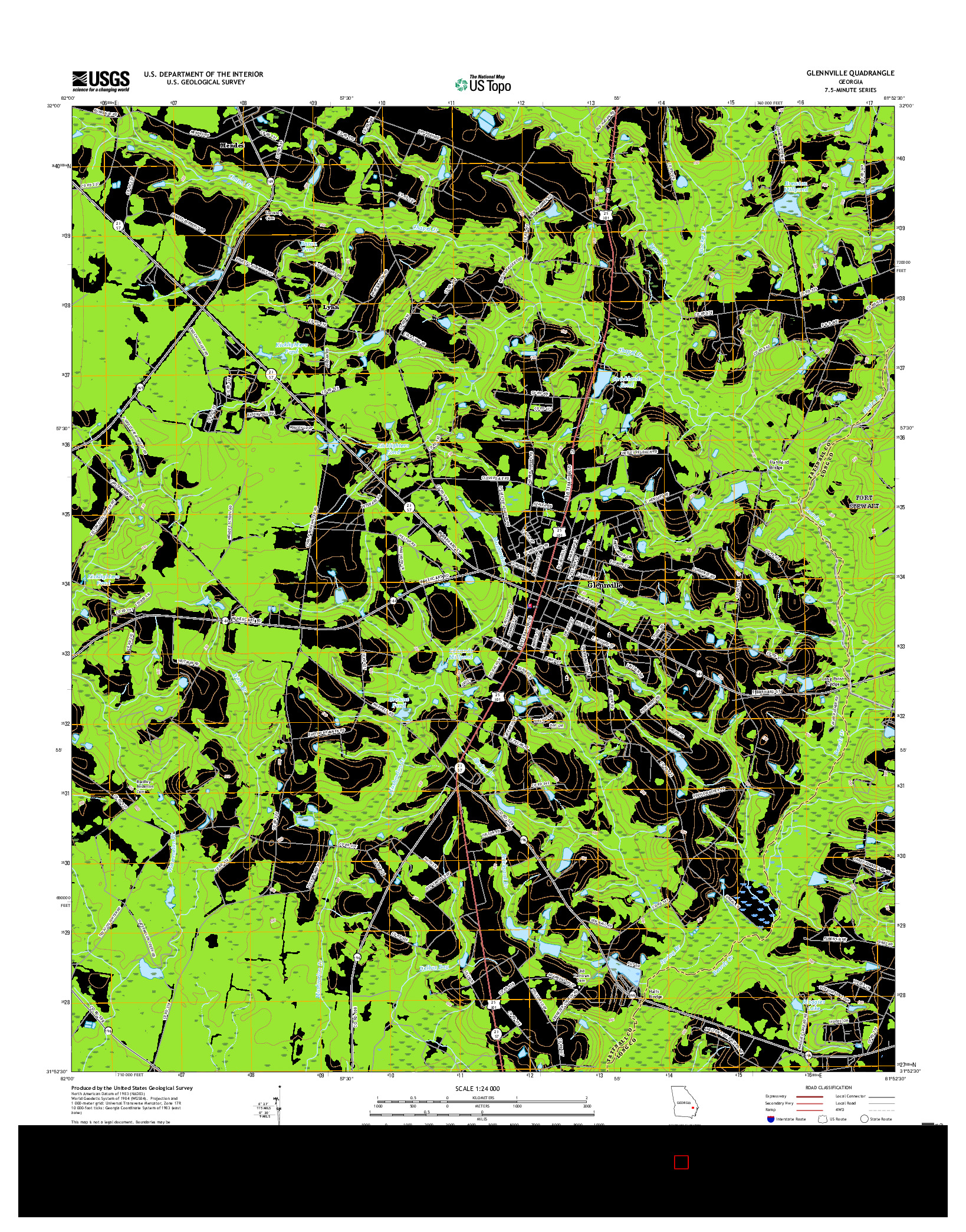 USGS US TOPO 7.5-MINUTE MAP FOR GLENNVILLE, GA 2017