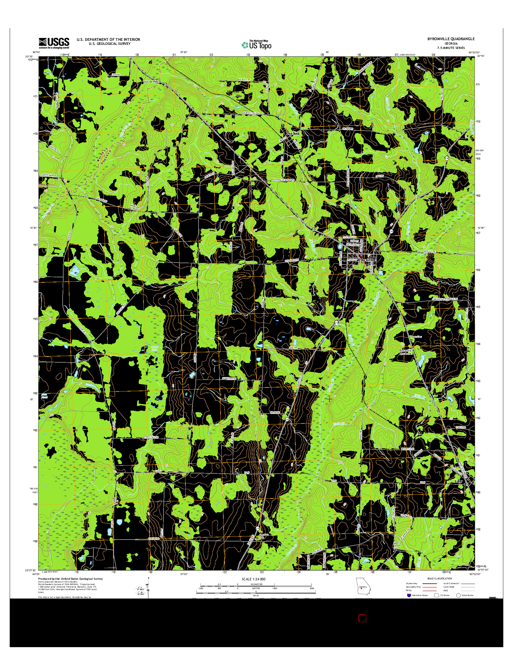 USGS US TOPO 7.5-MINUTE MAP FOR BYROMVILLE, GA 2017