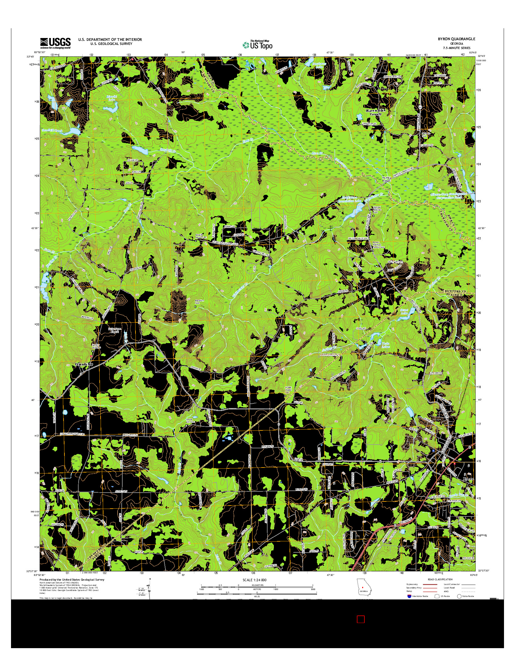 USGS US TOPO 7.5-MINUTE MAP FOR BYRON, GA 2017