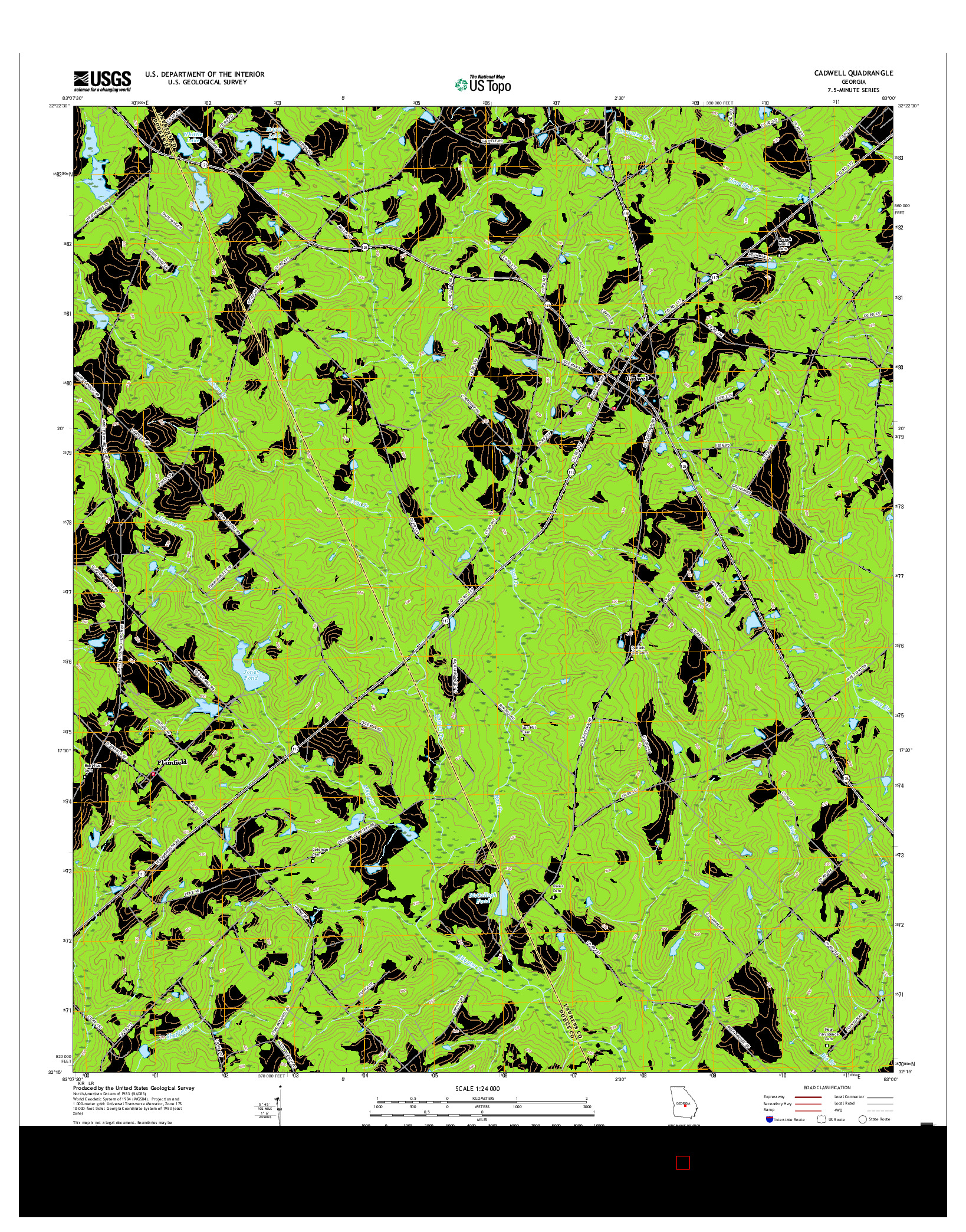 USGS US TOPO 7.5-MINUTE MAP FOR CADWELL, GA 2017