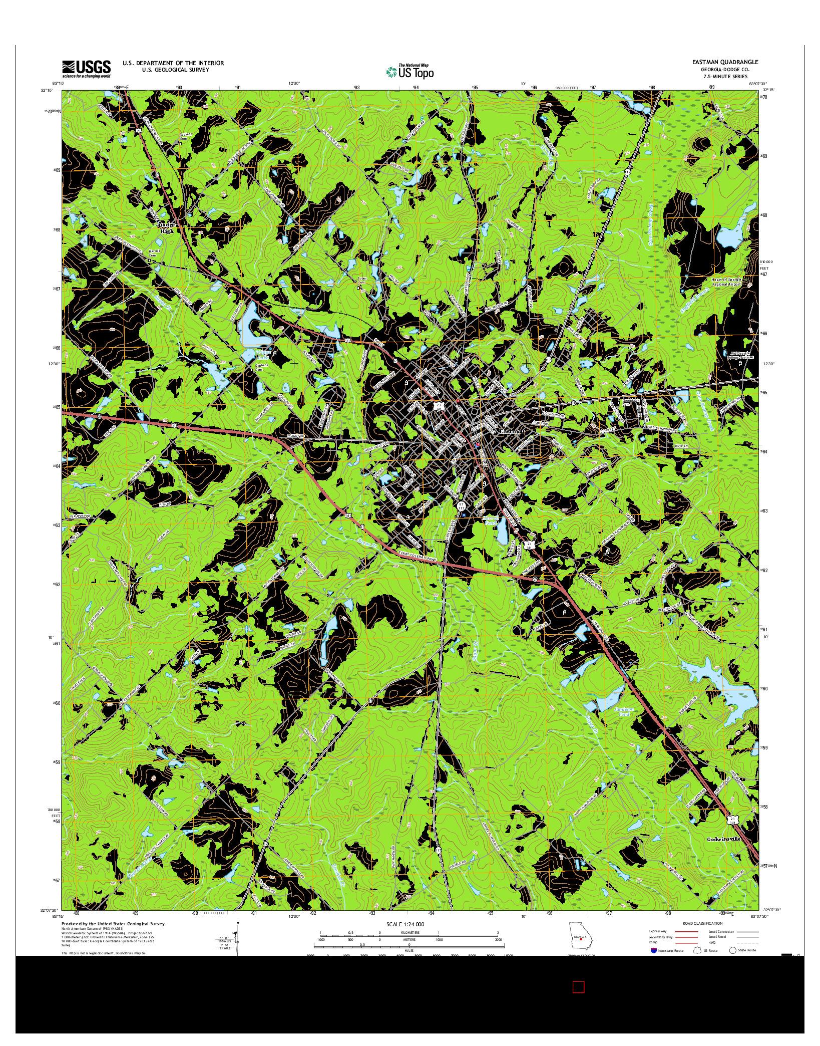 USGS US TOPO 7.5-MINUTE MAP FOR EASTMAN, GA 2017