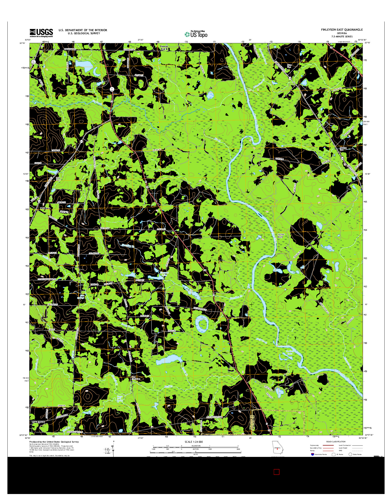 USGS US TOPO 7.5-MINUTE MAP FOR FINLEYSON EAST, GA 2017