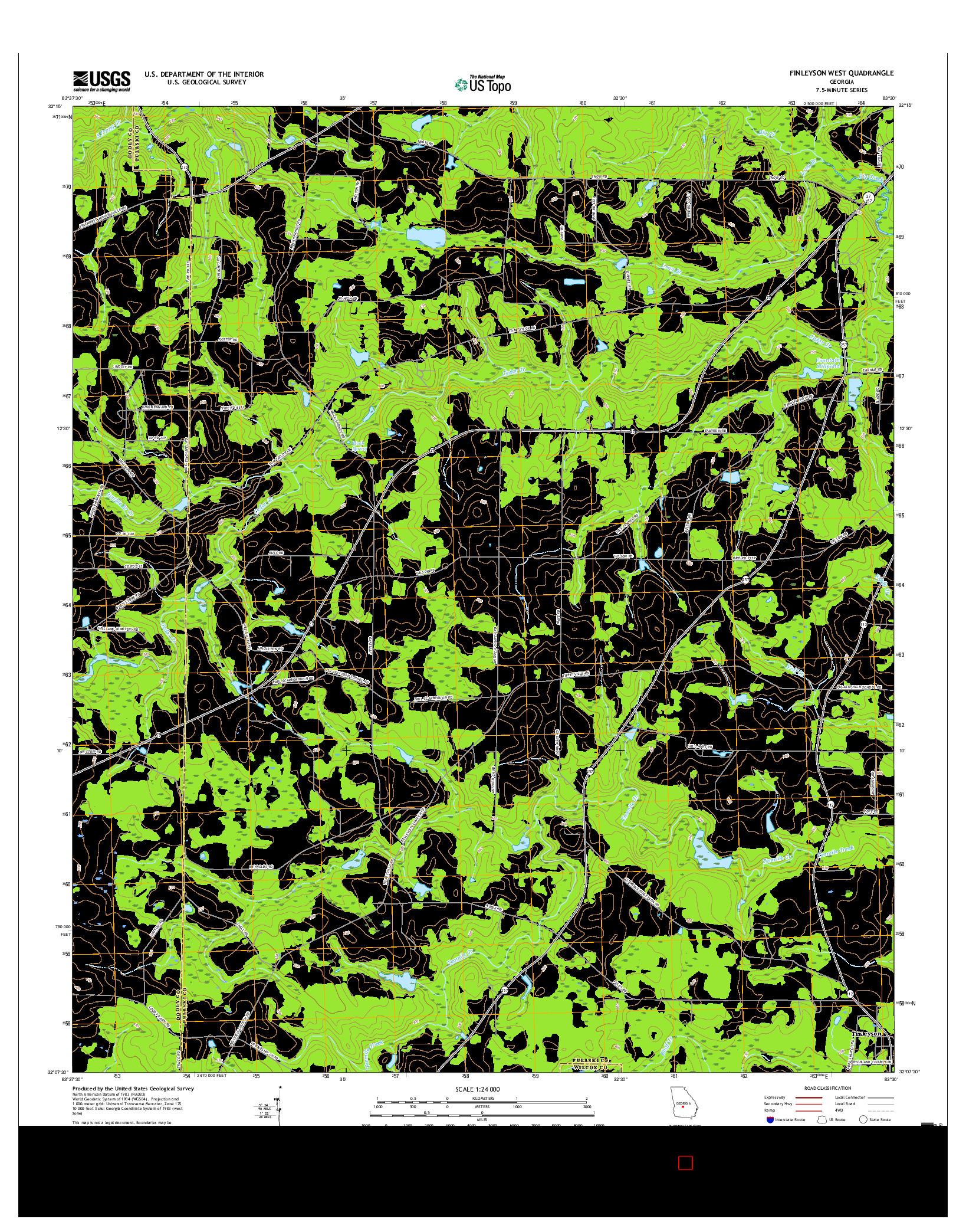 USGS US TOPO 7.5-MINUTE MAP FOR FINLEYSON WEST, GA 2017