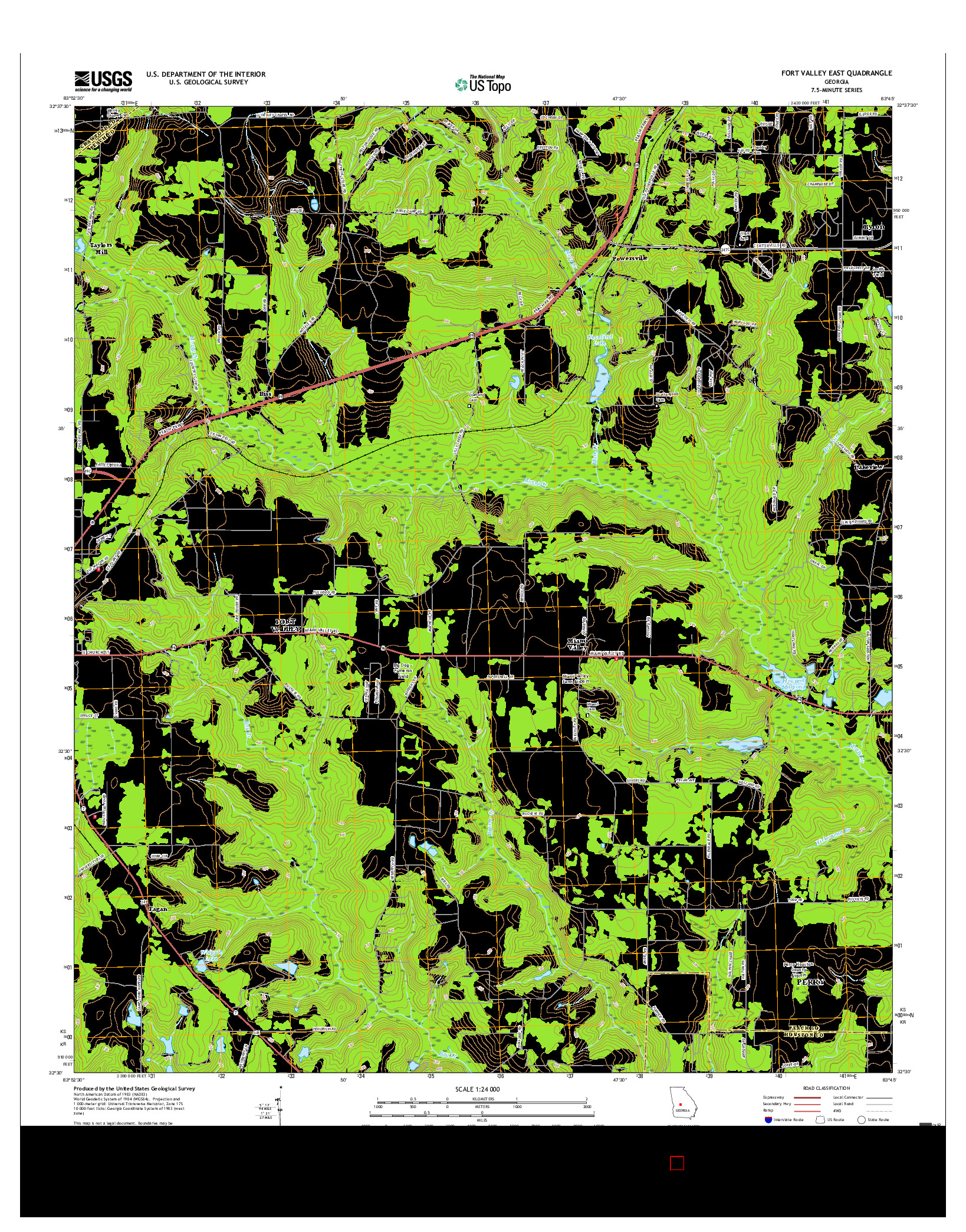 USGS US TOPO 7.5-MINUTE MAP FOR FORT VALLEY EAST, GA 2017