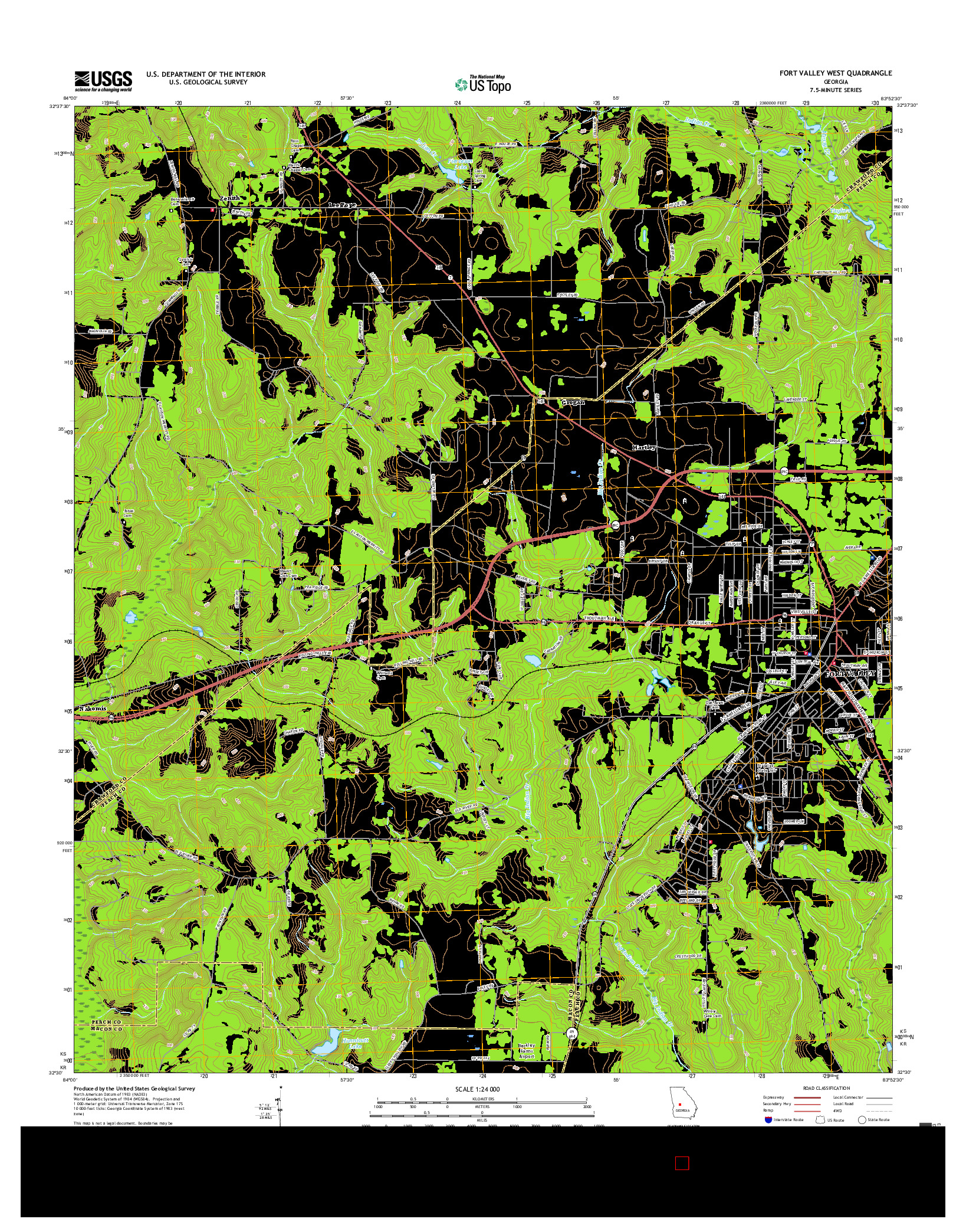 USGS US TOPO 7.5-MINUTE MAP FOR FORT VALLEY WEST, GA 2017