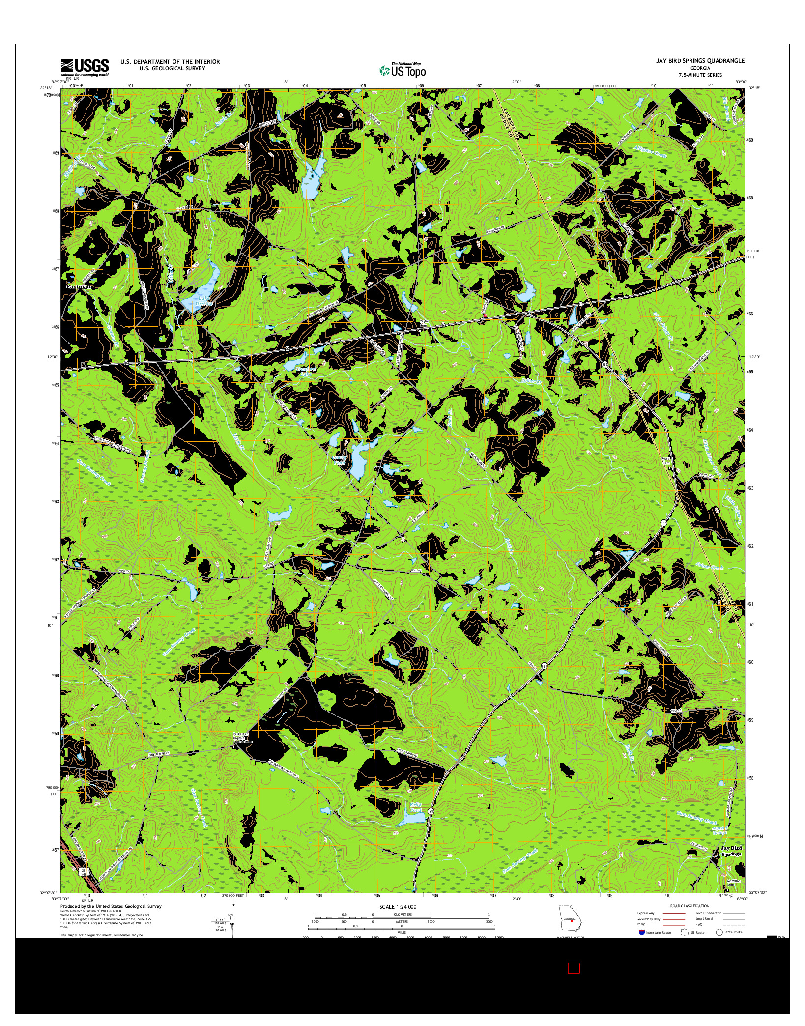 USGS US TOPO 7.5-MINUTE MAP FOR JAY BIRD SPRINGS, GA 2017