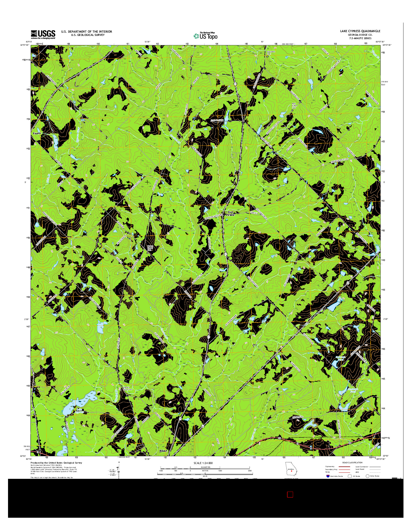 USGS US TOPO 7.5-MINUTE MAP FOR LAKE CYPRESS, GA 2017