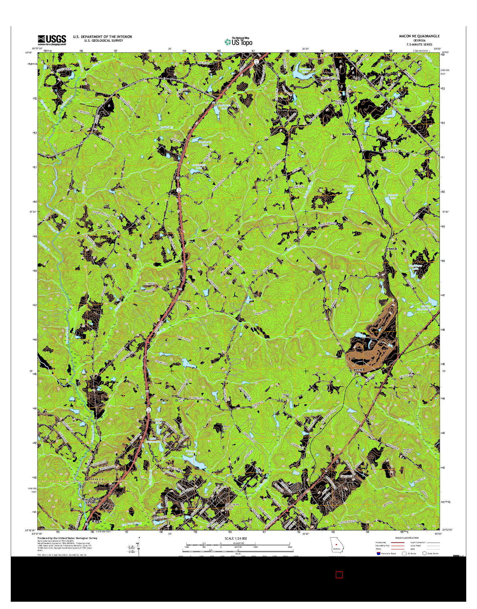 USGS US TOPO 7.5-MINUTE MAP FOR MACON NE, GA 2017