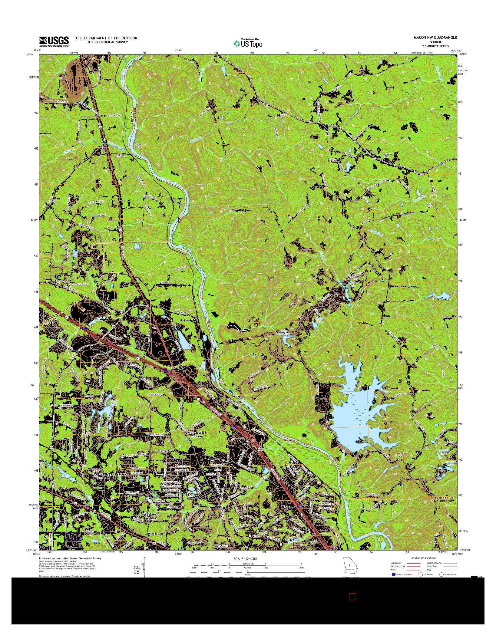 USGS US TOPO 7.5-MINUTE MAP FOR MACON NW, GA 2017