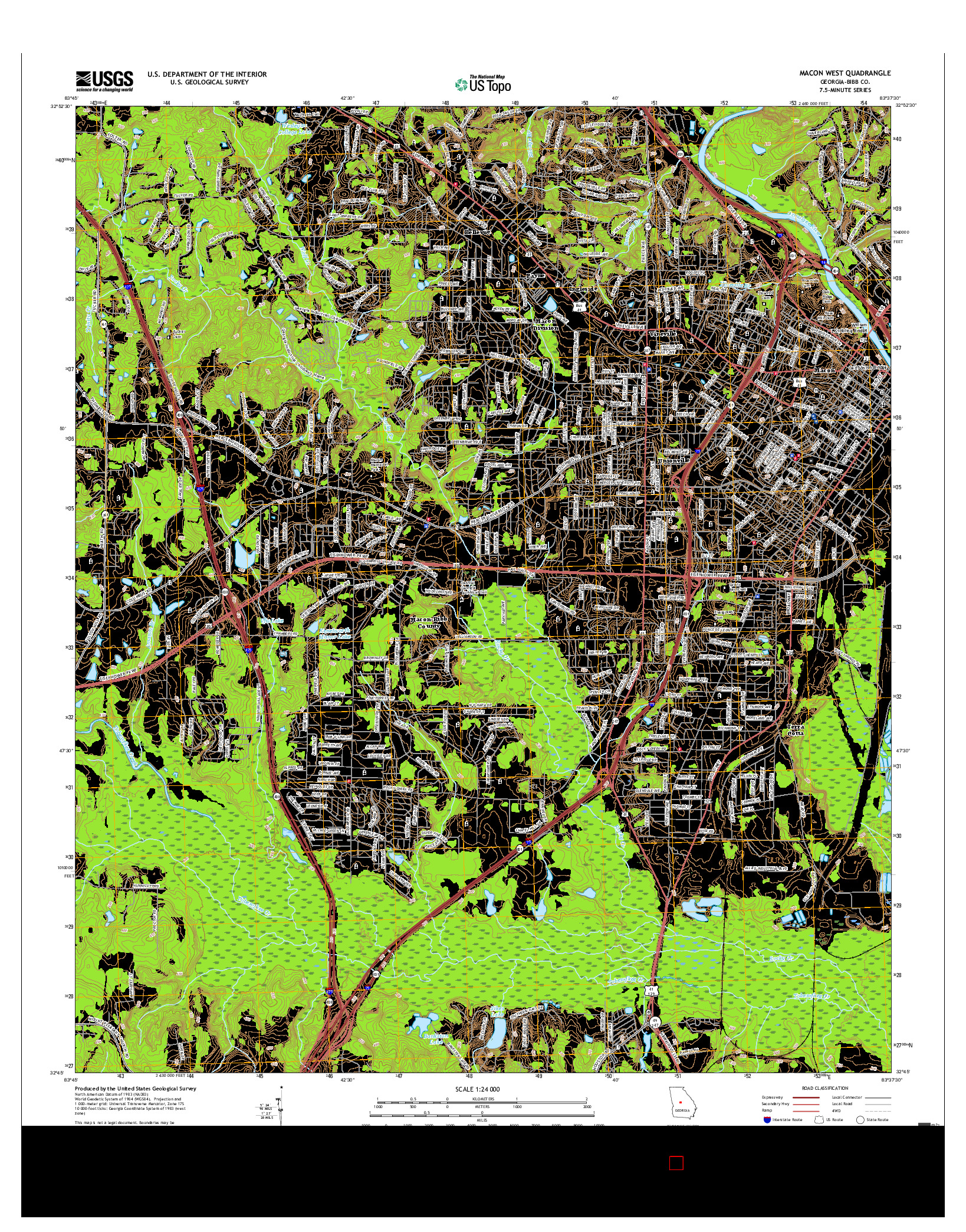 USGS US TOPO 7.5-MINUTE MAP FOR MACON WEST, GA 2017