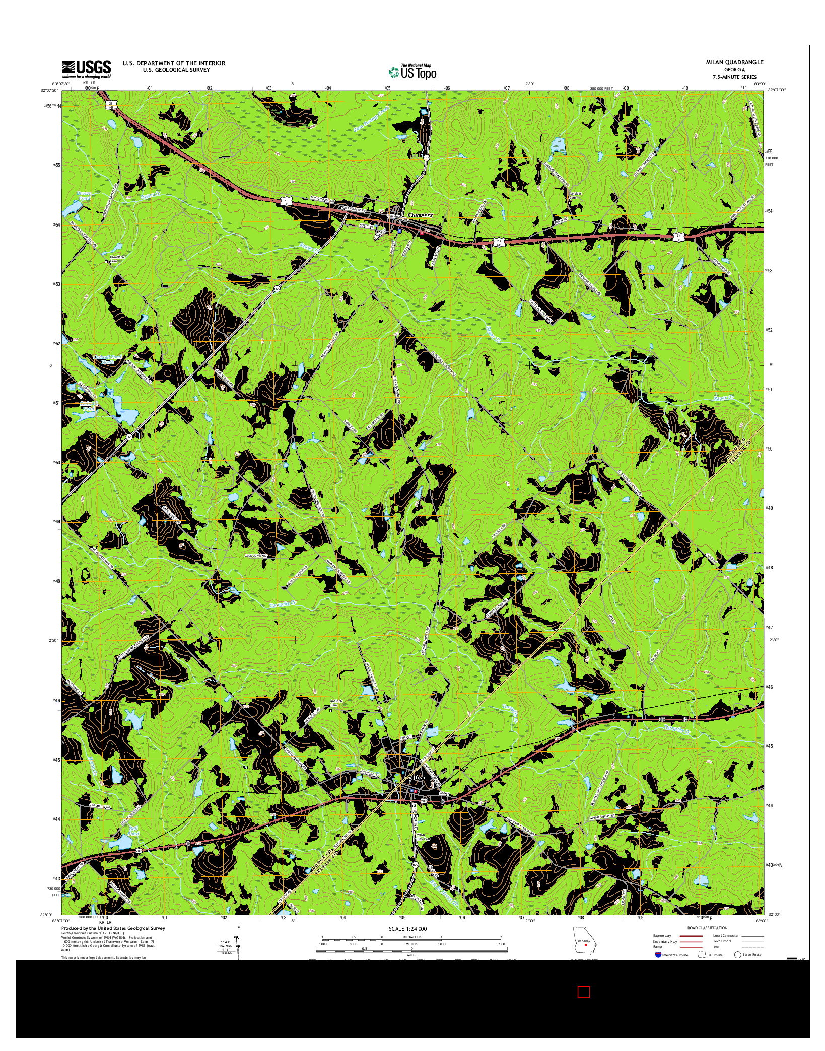 USGS US TOPO 7.5-MINUTE MAP FOR MILAN, GA 2017