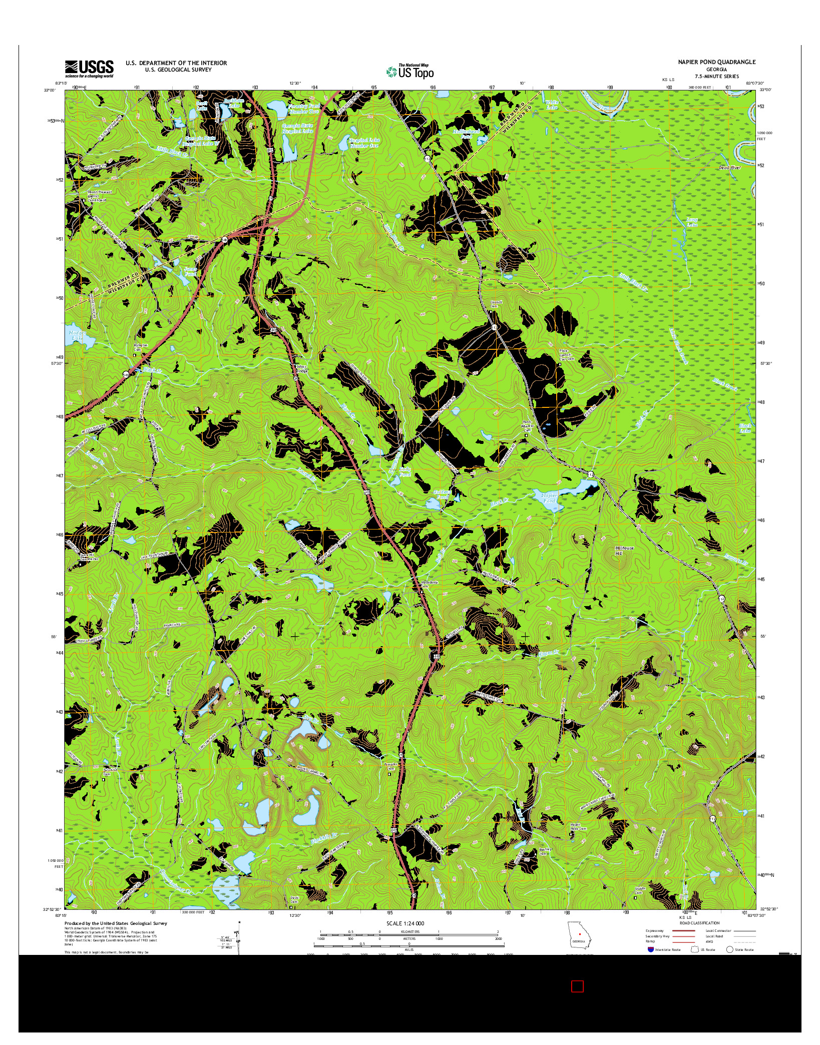 USGS US TOPO 7.5-MINUTE MAP FOR NAPIER POND, GA 2017