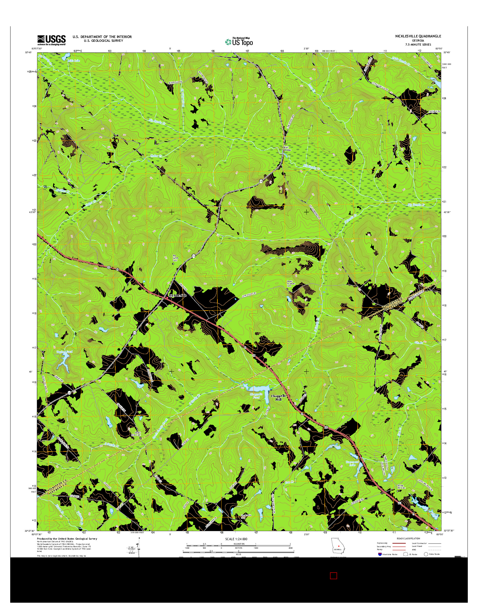 USGS US TOPO 7.5-MINUTE MAP FOR NICKLESVILLE, GA 2017