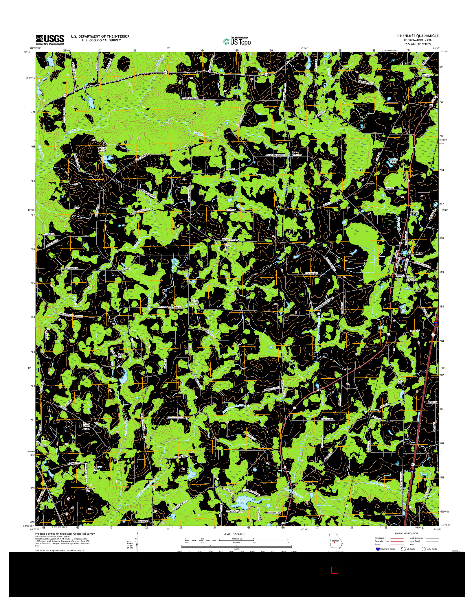 USGS US TOPO 7.5-MINUTE MAP FOR PINEHURST, GA 2017