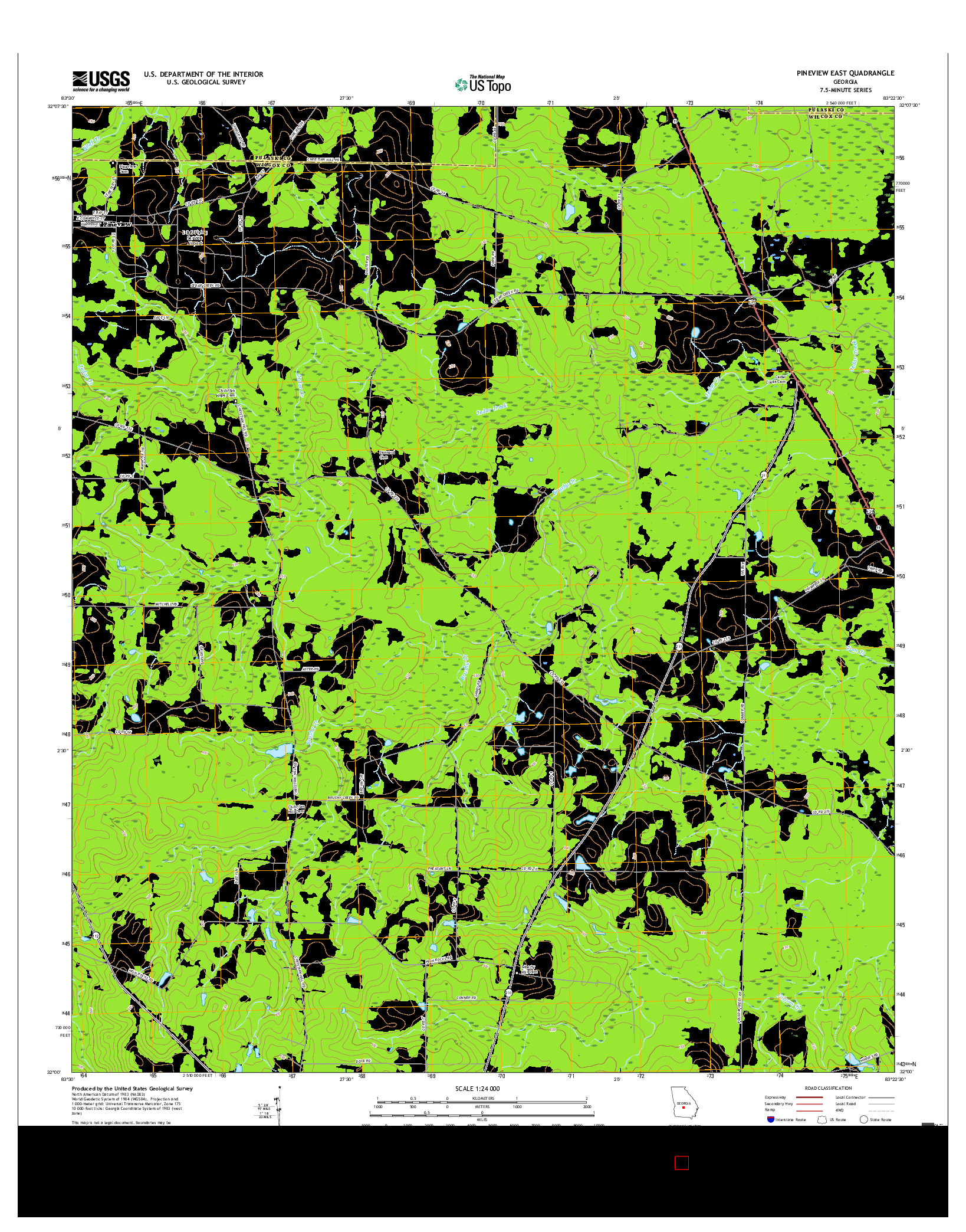 USGS US TOPO 7.5-MINUTE MAP FOR PINEVIEW EAST, GA 2017