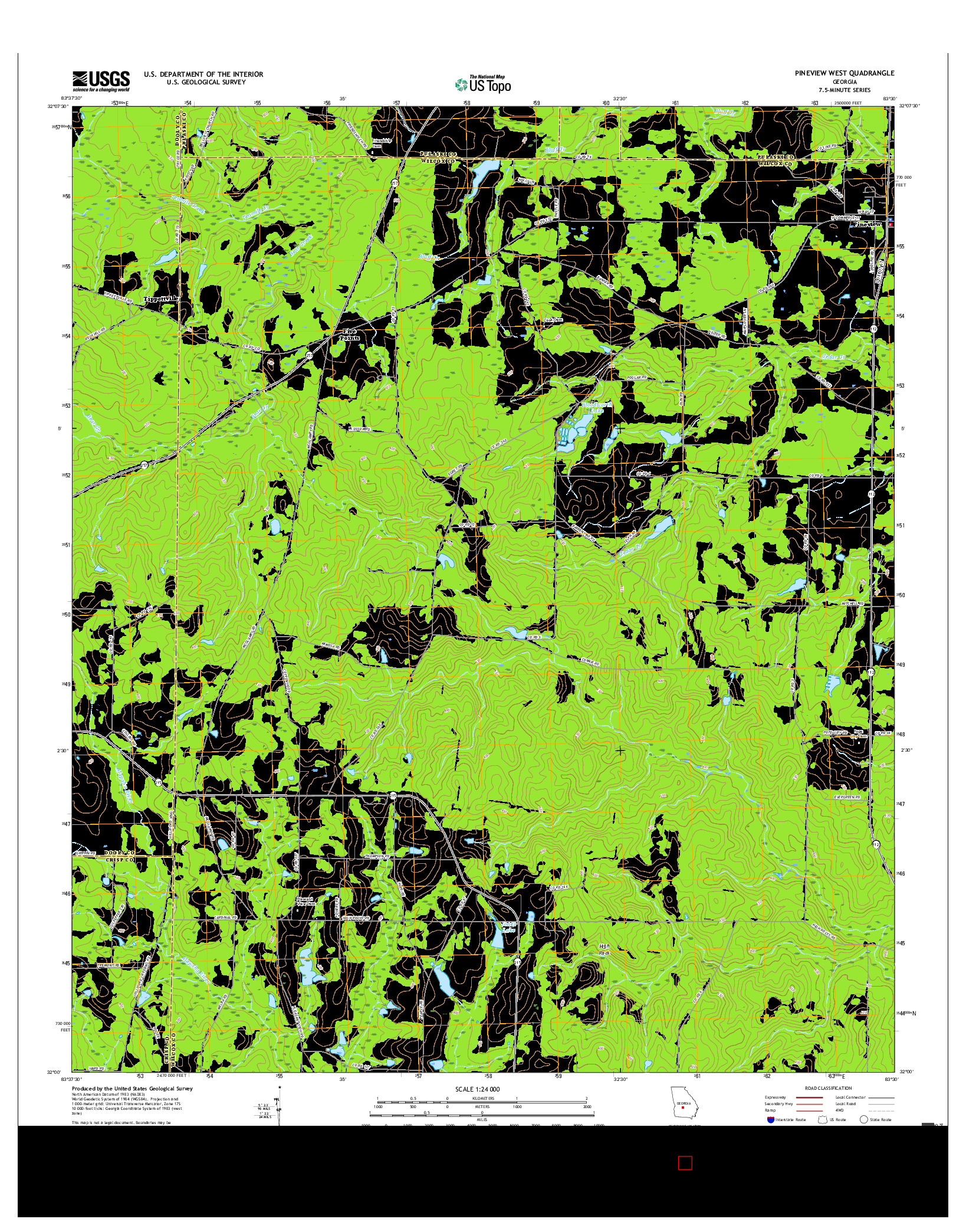 USGS US TOPO 7.5-MINUTE MAP FOR PINEVIEW WEST, GA 2017