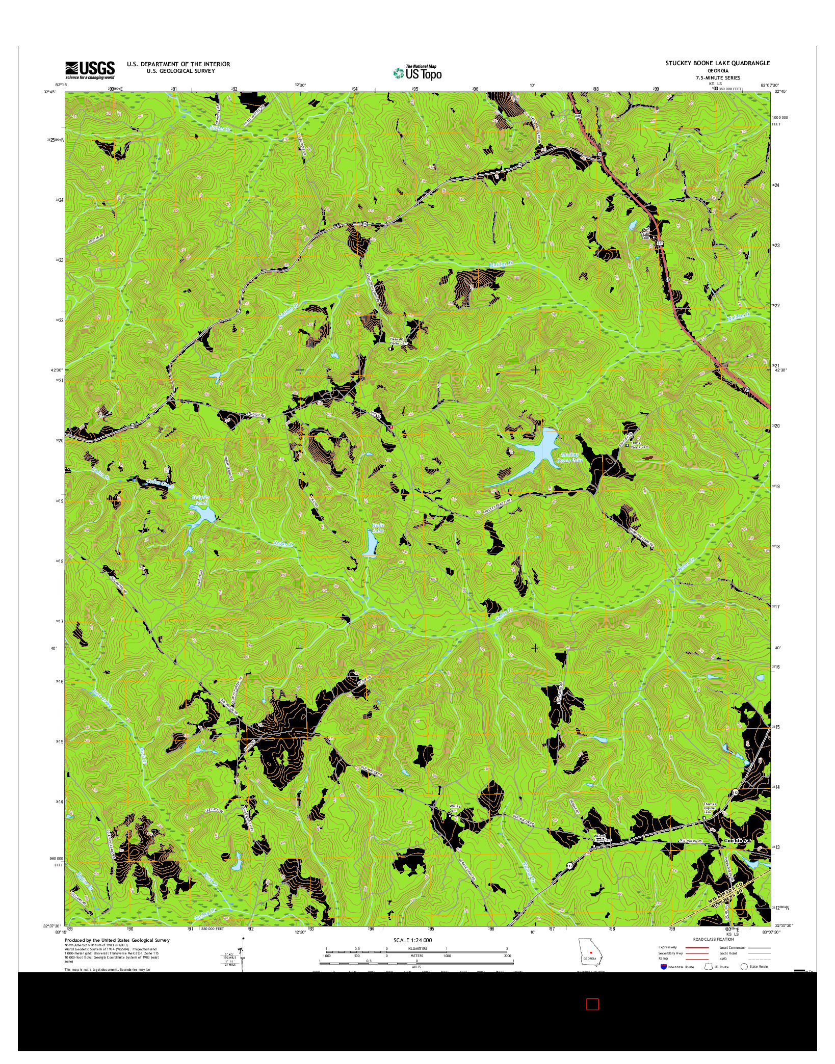 USGS US TOPO 7.5-MINUTE MAP FOR STUCKEY BOONE LAKE, GA 2017