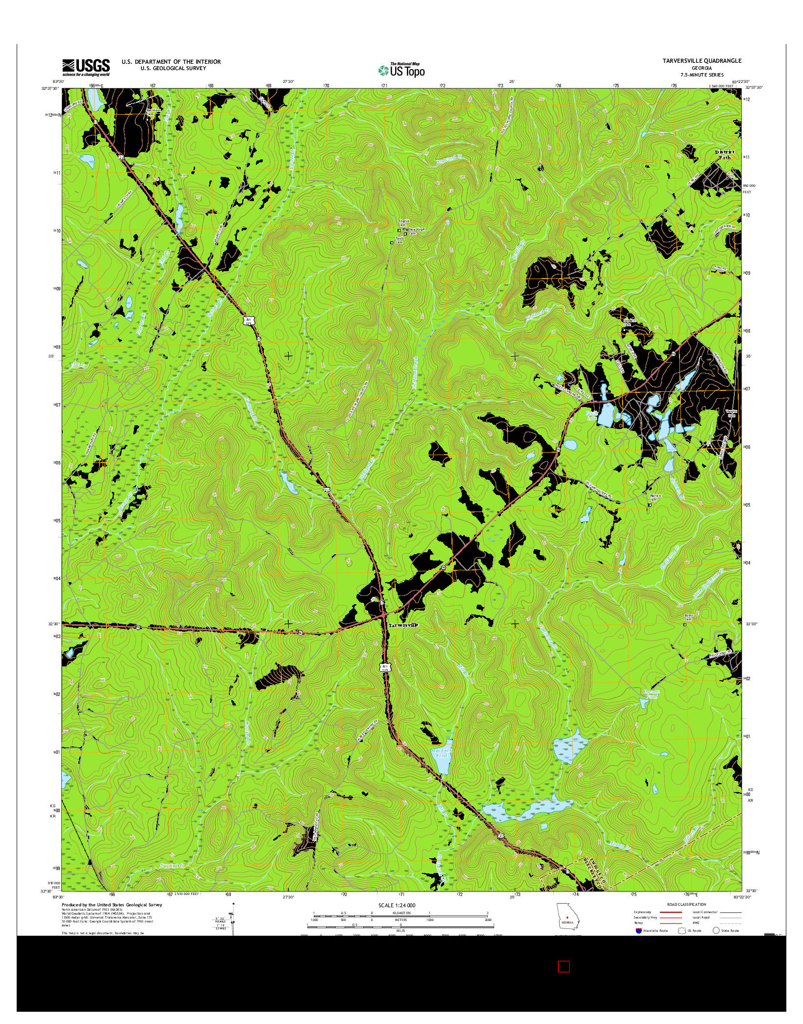 USGS US TOPO 7.5-MINUTE MAP FOR TARVERSVILLE, GA 2017