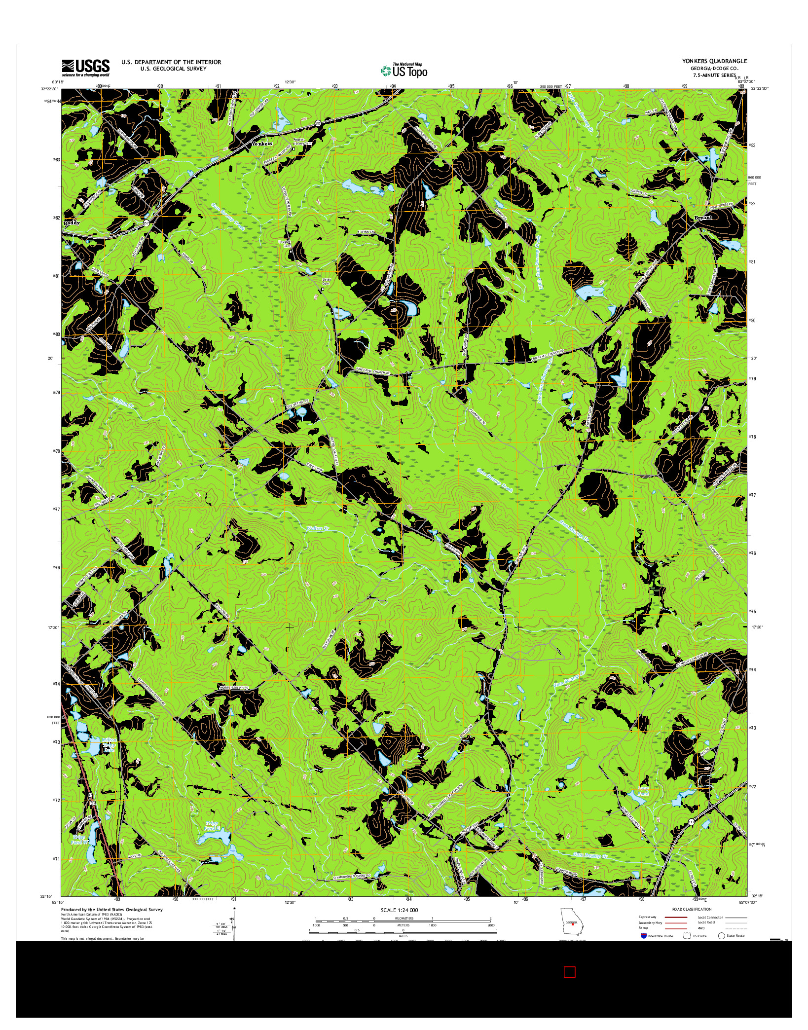 USGS US TOPO 7.5-MINUTE MAP FOR YONKERS, GA 2017