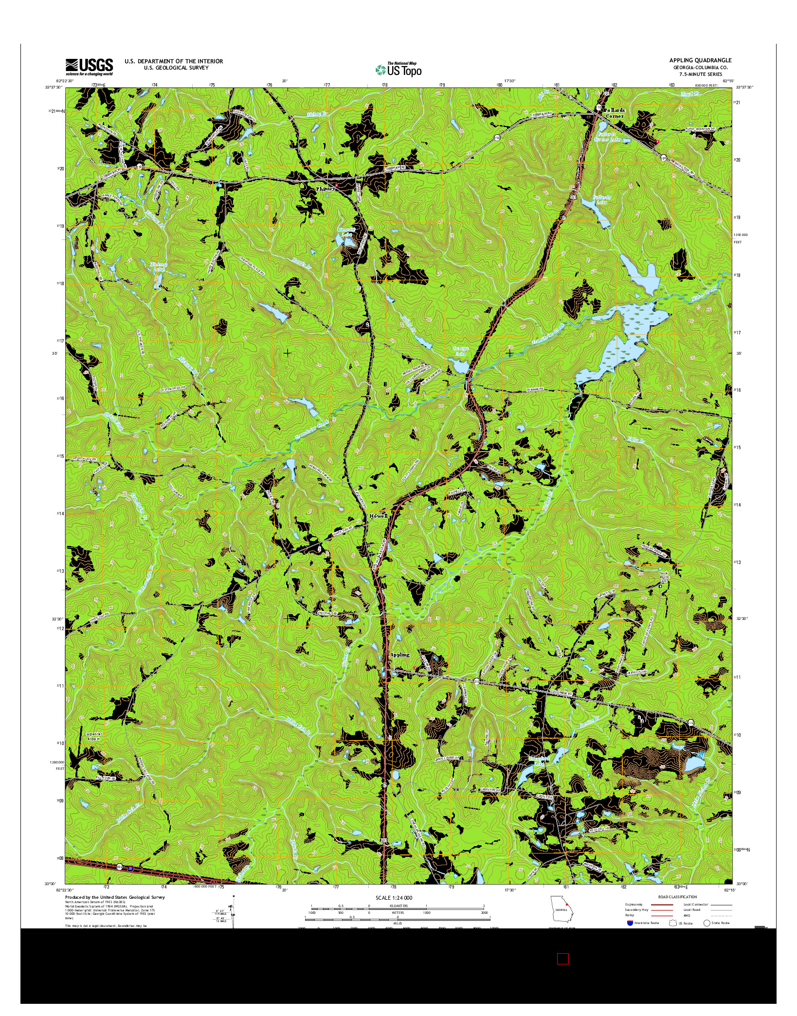 USGS US TOPO 7.5-MINUTE MAP FOR APPLING, GA 2017