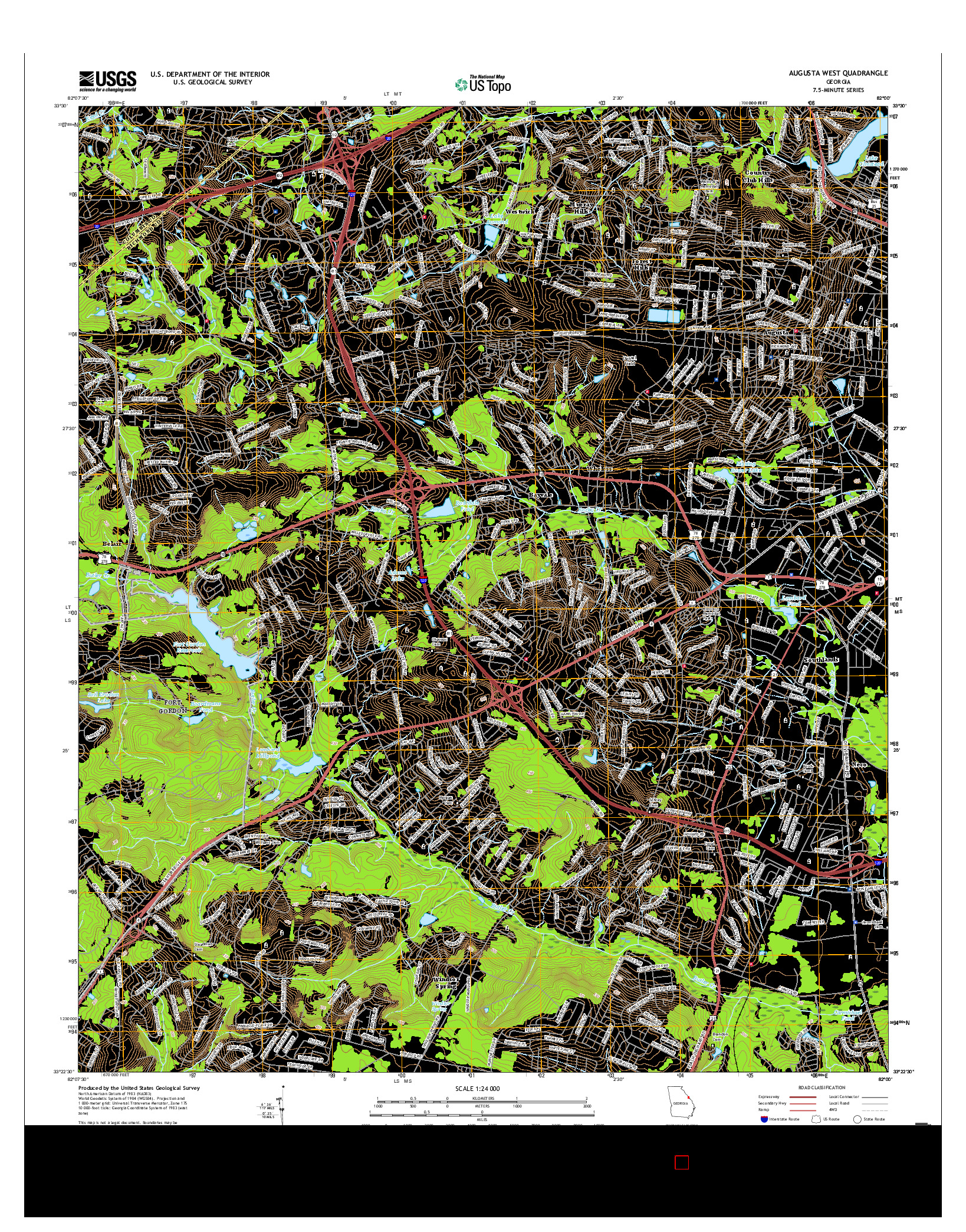 USGS US TOPO 7.5-MINUTE MAP FOR AUGUSTA WEST, GA 2017