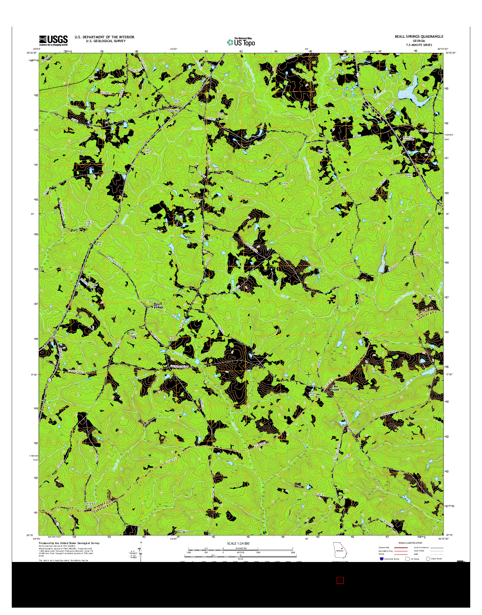 USGS US TOPO 7.5-MINUTE MAP FOR BEALL SPRINGS, GA 2017