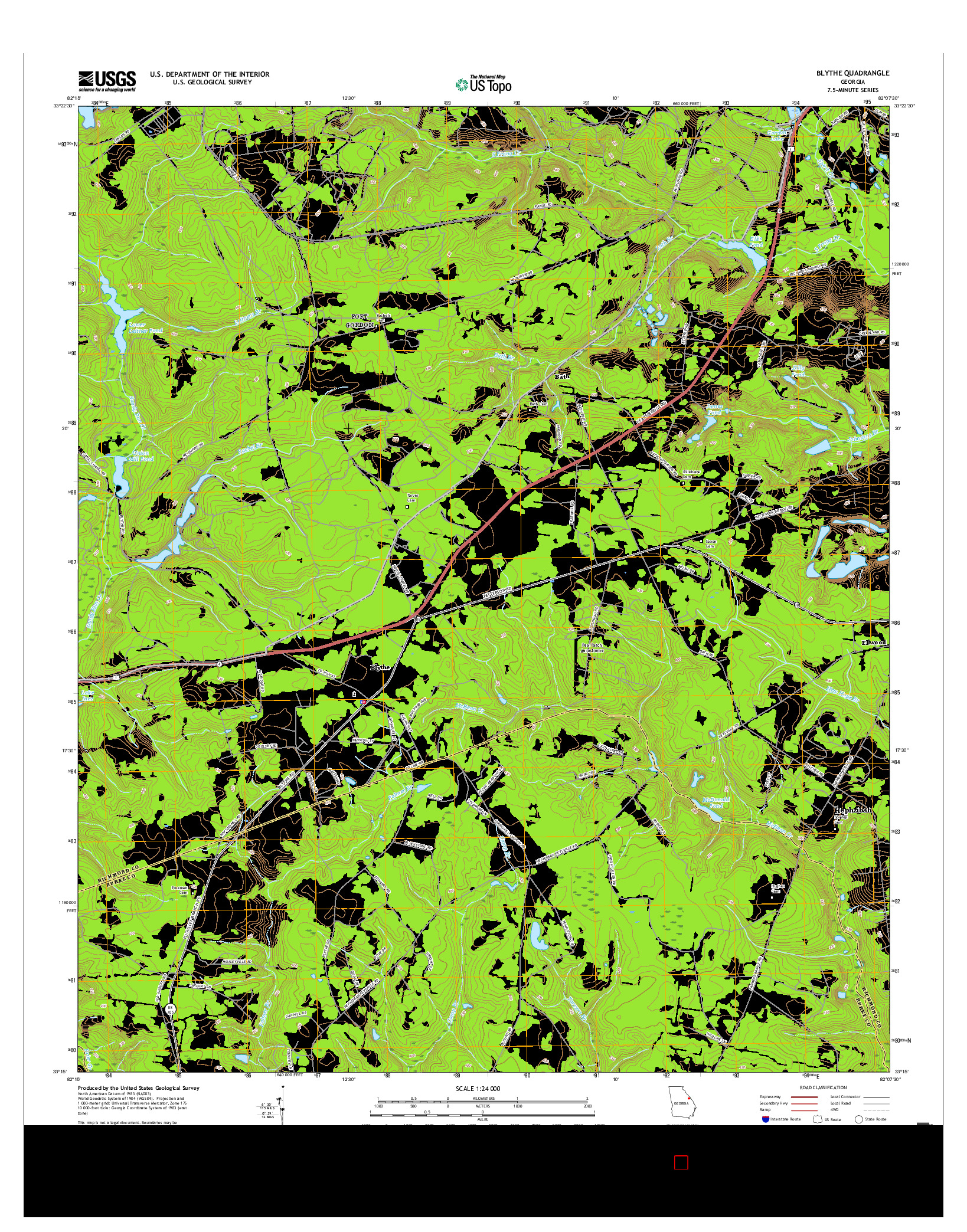 USGS US TOPO 7.5-MINUTE MAP FOR BLYTHE, GA 2017