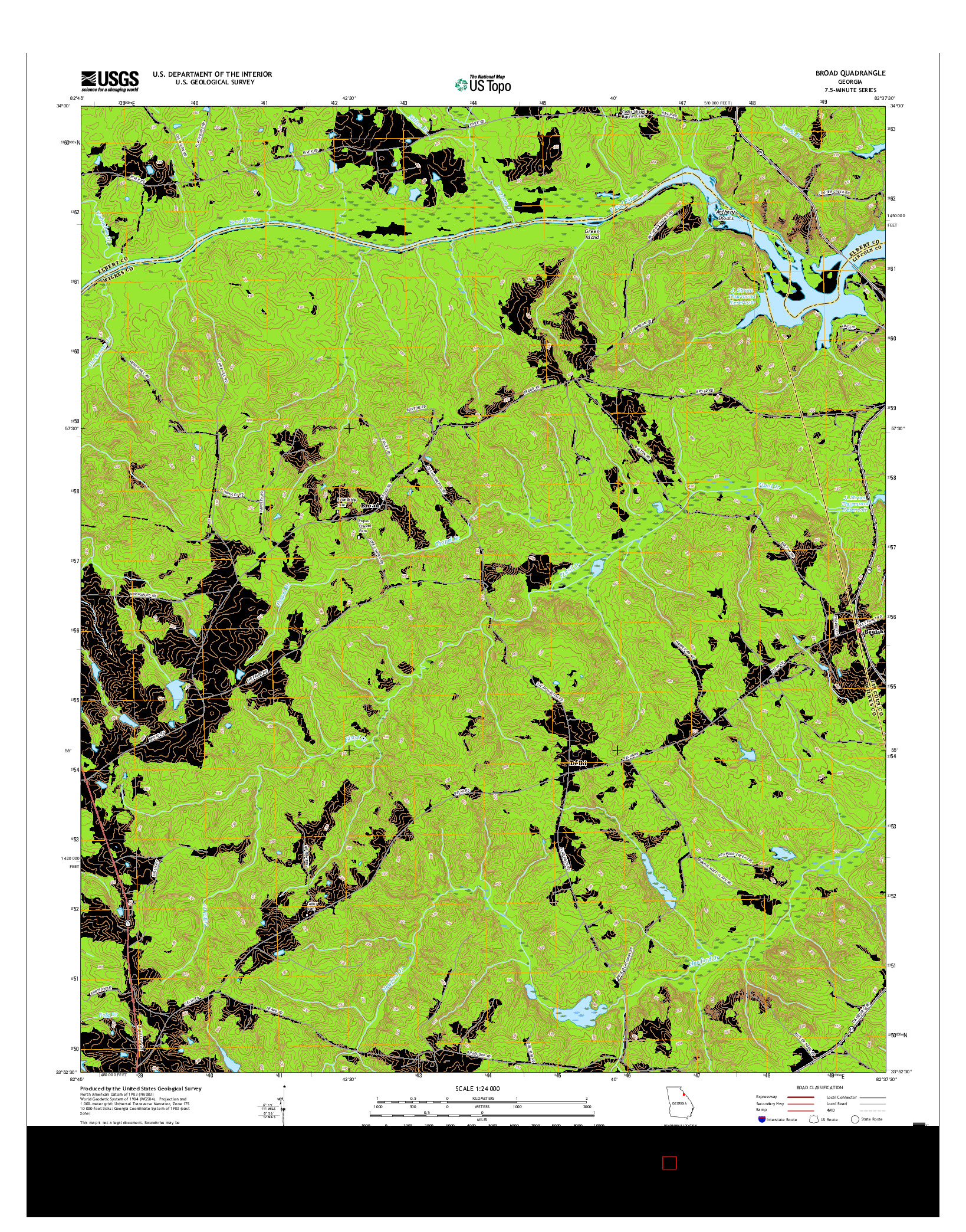 USGS US TOPO 7.5-MINUTE MAP FOR BROAD, GA 2017