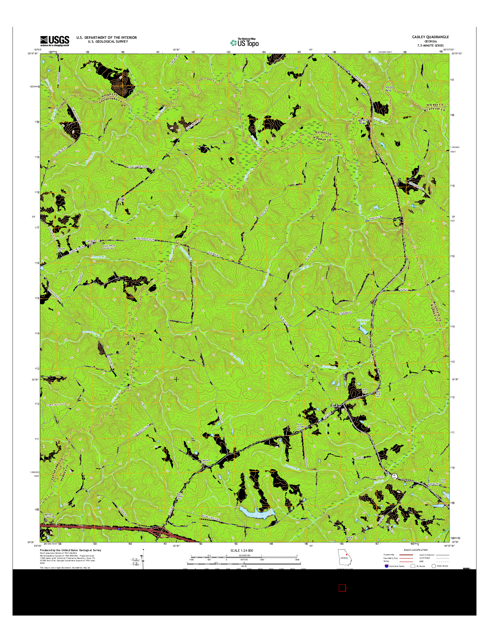 USGS US TOPO 7.5-MINUTE MAP FOR CADLEY, GA 2017