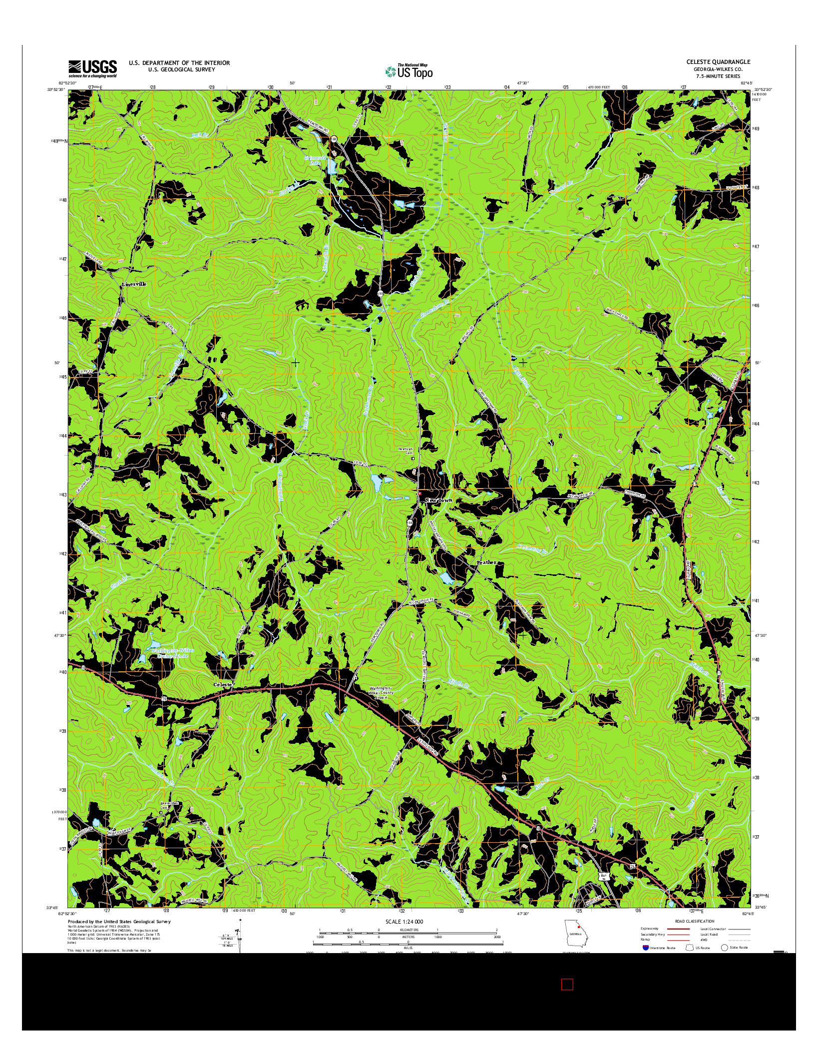 USGS US TOPO 7.5-MINUTE MAP FOR CELESTE, GA 2017