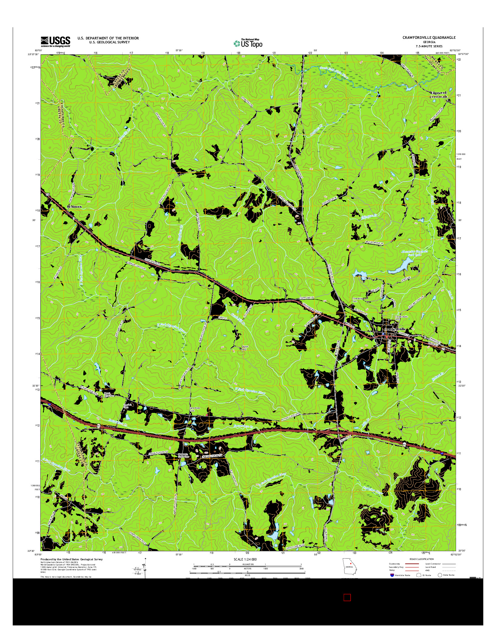 USGS US TOPO 7.5-MINUTE MAP FOR CRAWFORDVILLE, GA 2017