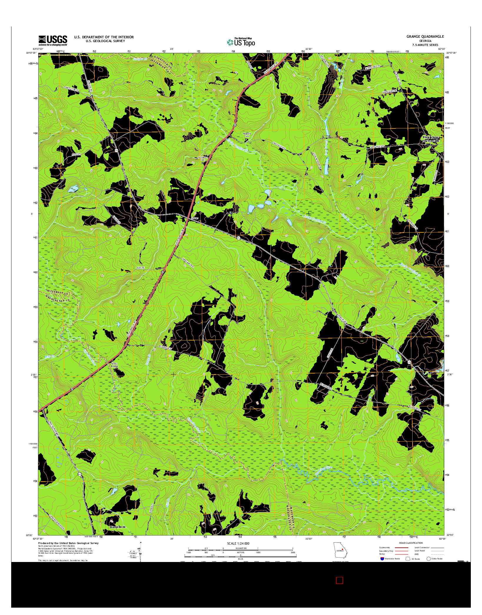 USGS US TOPO 7.5-MINUTE MAP FOR GRANGE, GA 2017