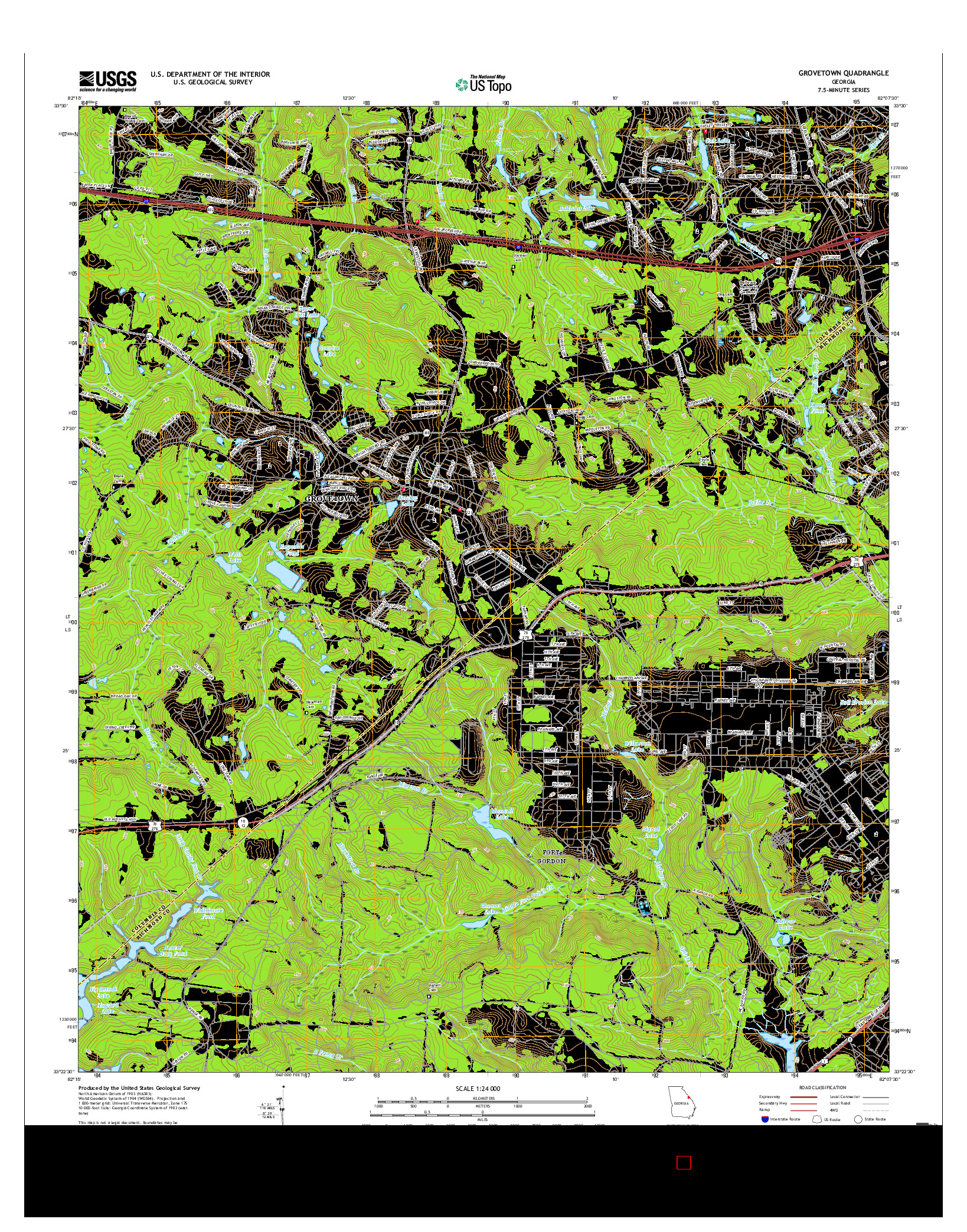 USGS US TOPO 7.5-MINUTE MAP FOR GROVETOWN, GA 2017