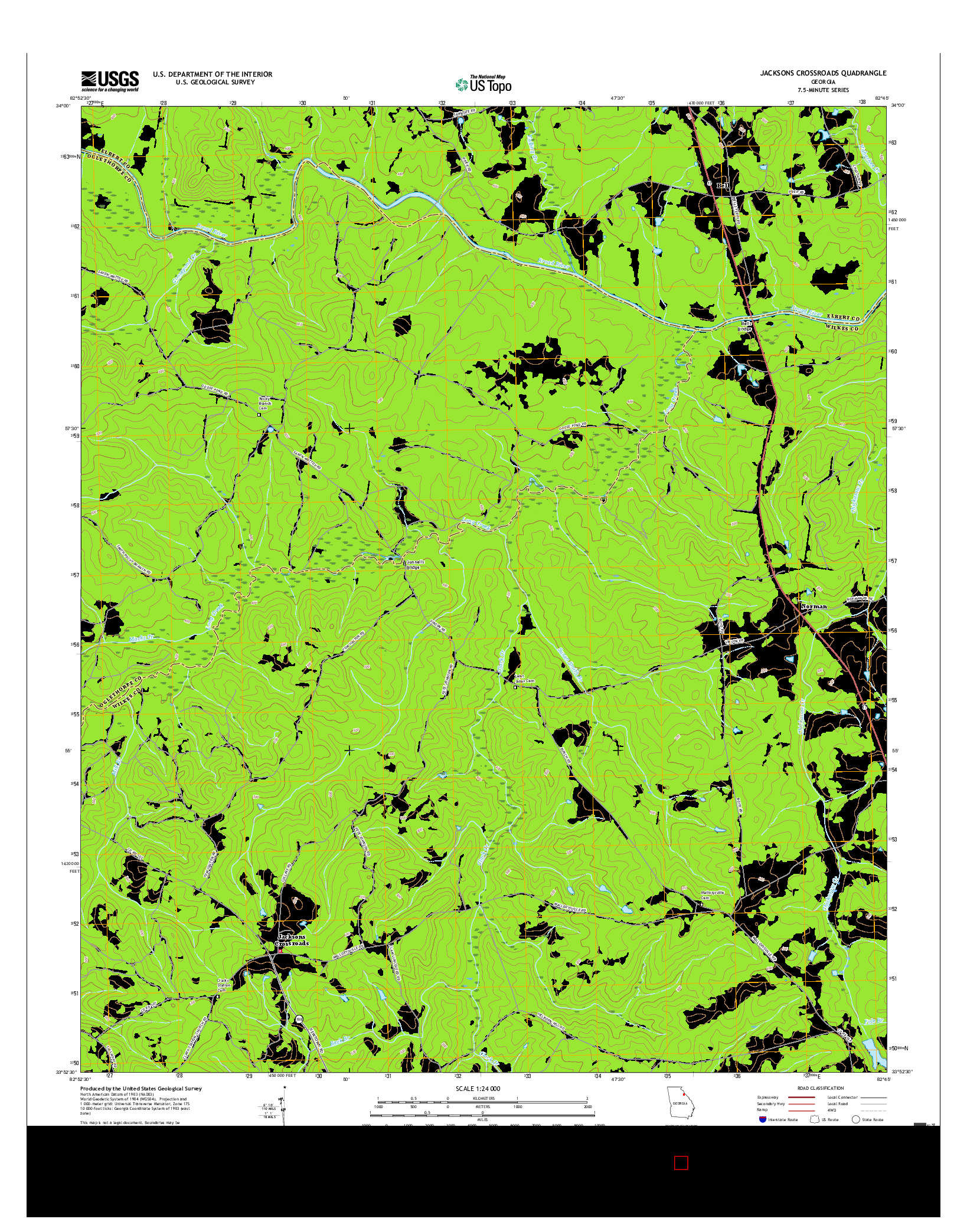USGS US TOPO 7.5-MINUTE MAP FOR JACKSONS CROSSROADS, GA 2017
