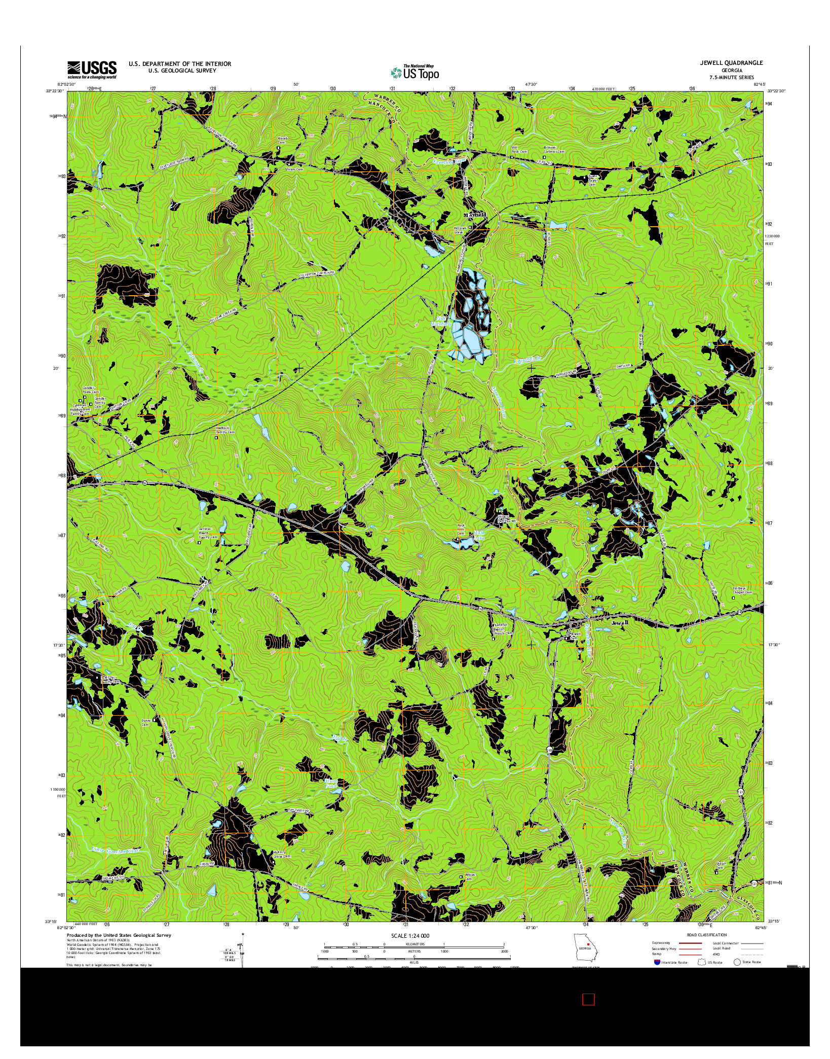 USGS US TOPO 7.5-MINUTE MAP FOR JEWELL, GA 2017