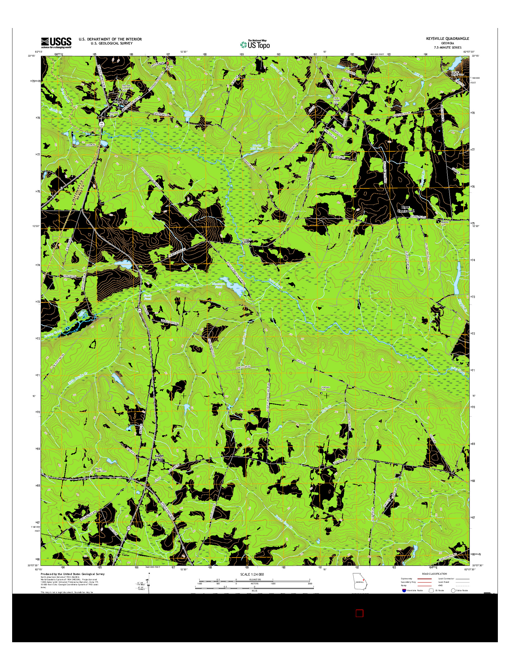 USGS US TOPO 7.5-MINUTE MAP FOR KEYSVILLE, GA 2017