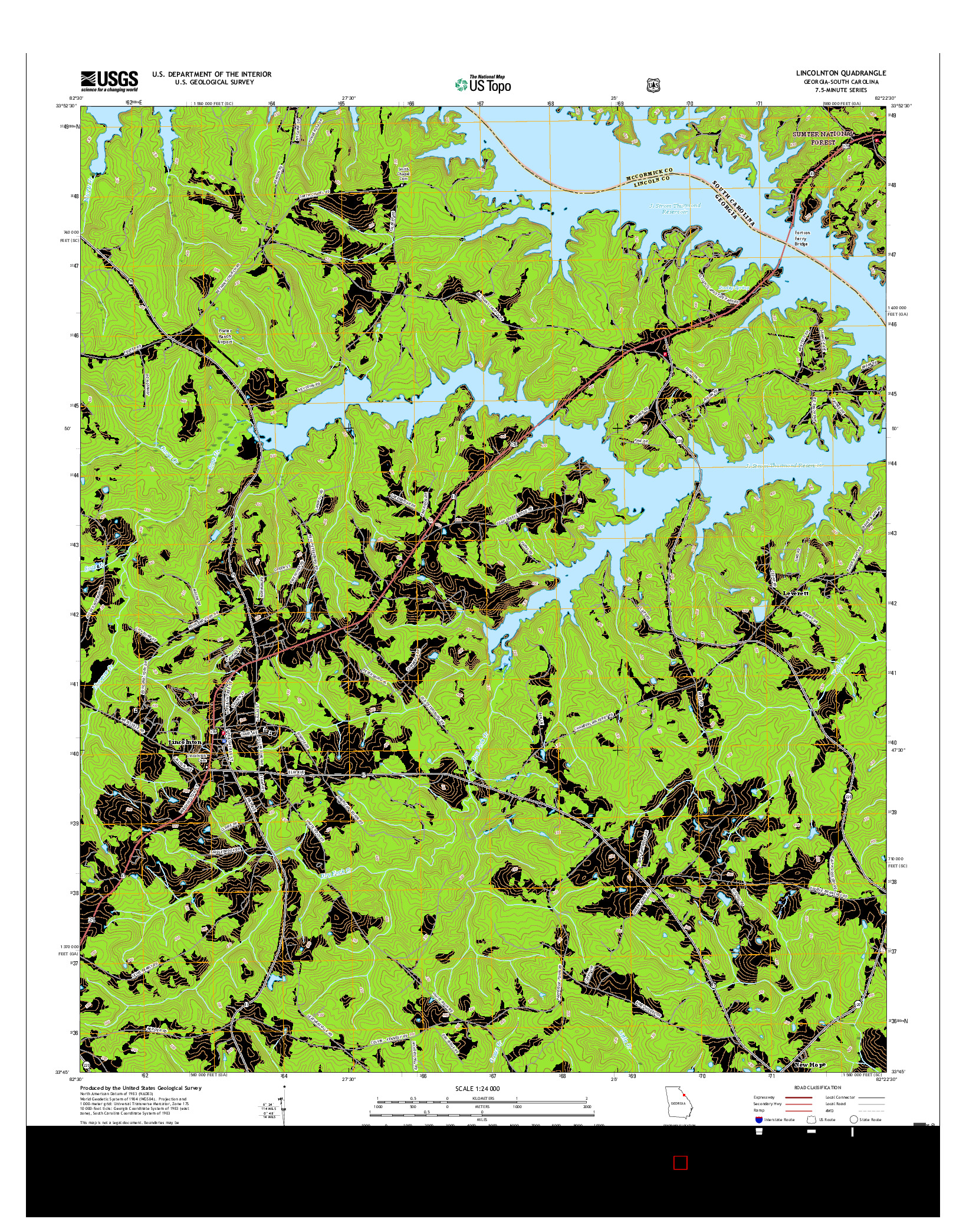 USGS US TOPO 7.5-MINUTE MAP FOR LINCOLNTON, GA-SC 2017
