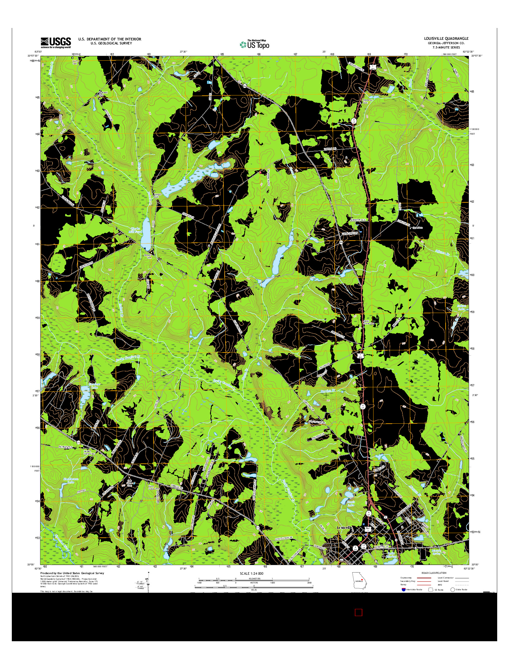 USGS US TOPO 7.5-MINUTE MAP FOR LOUISVILLE, GA 2017