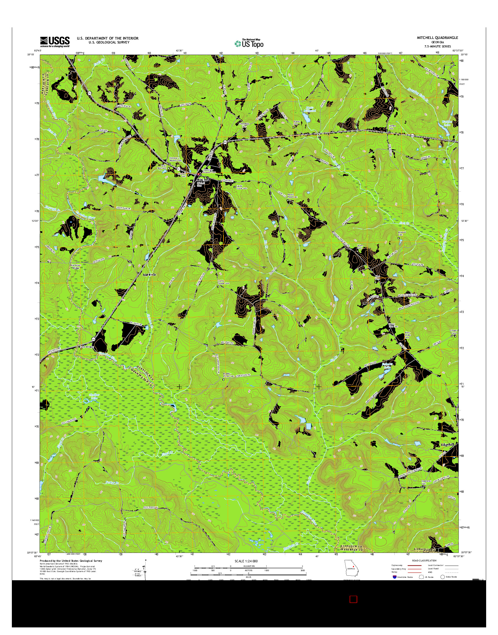 USGS US TOPO 7.5-MINUTE MAP FOR MITCHELL, GA 2017