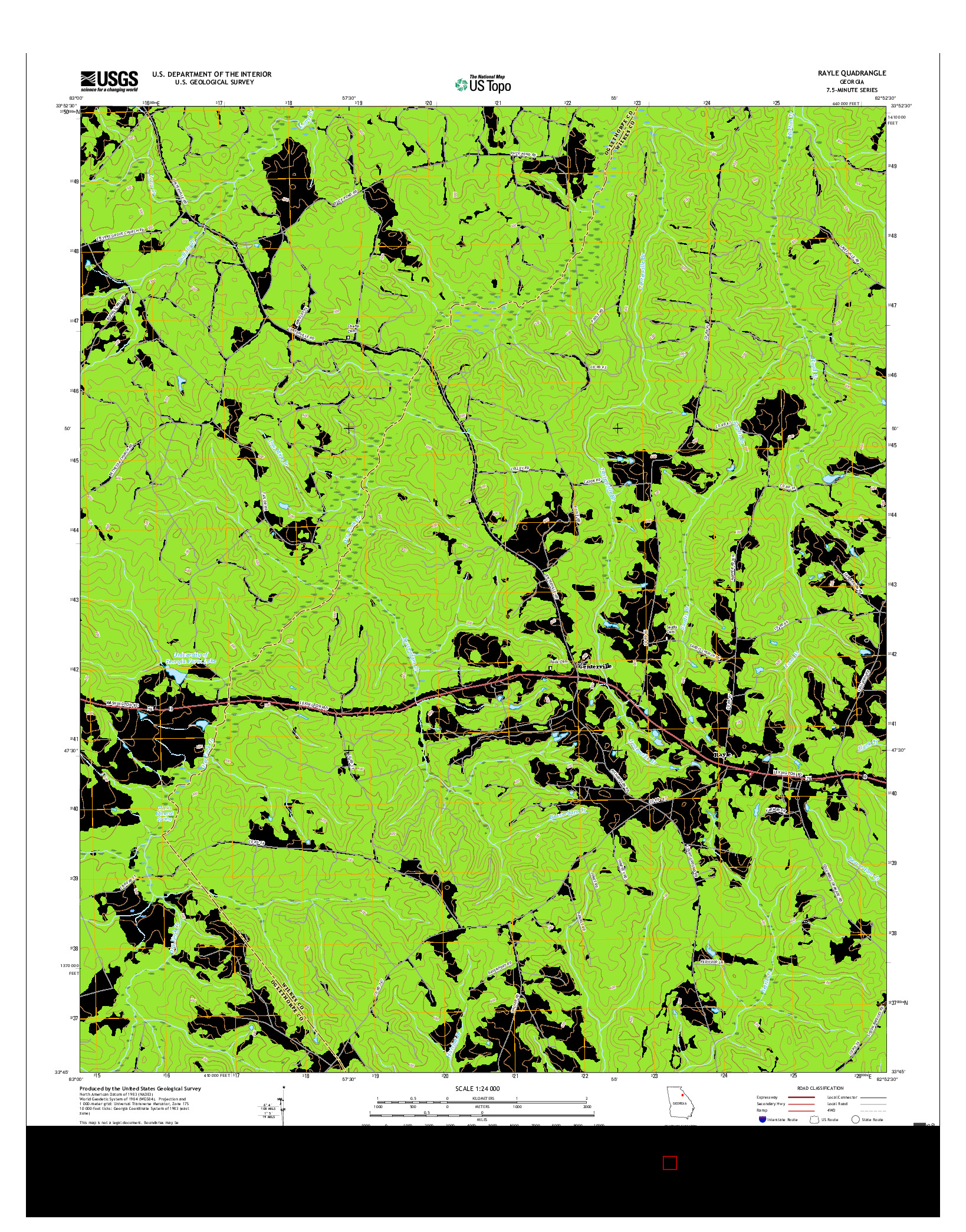USGS US TOPO 7.5-MINUTE MAP FOR RAYLE, GA 2017
