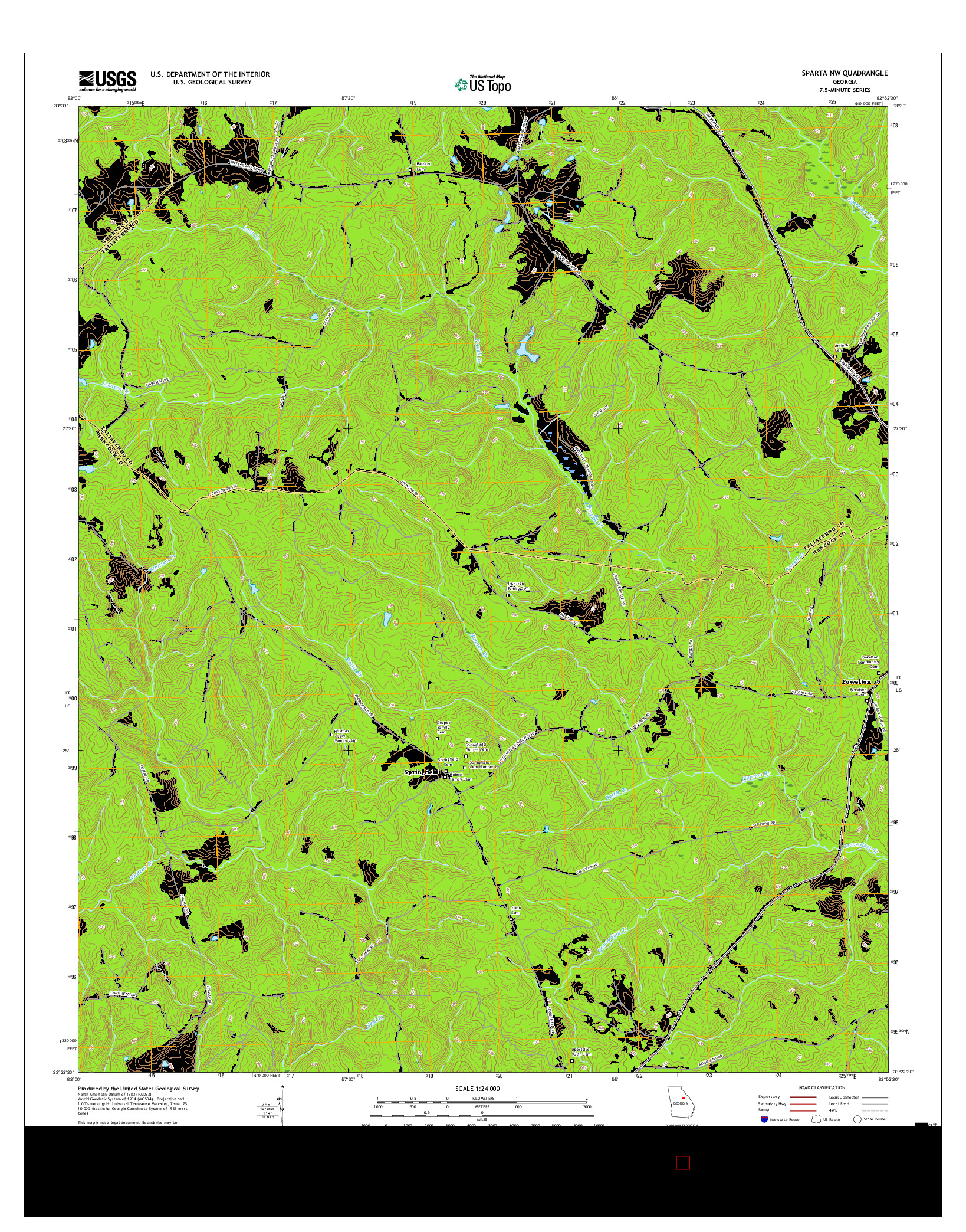 USGS US TOPO 7.5-MINUTE MAP FOR SPARTA NW, GA 2017