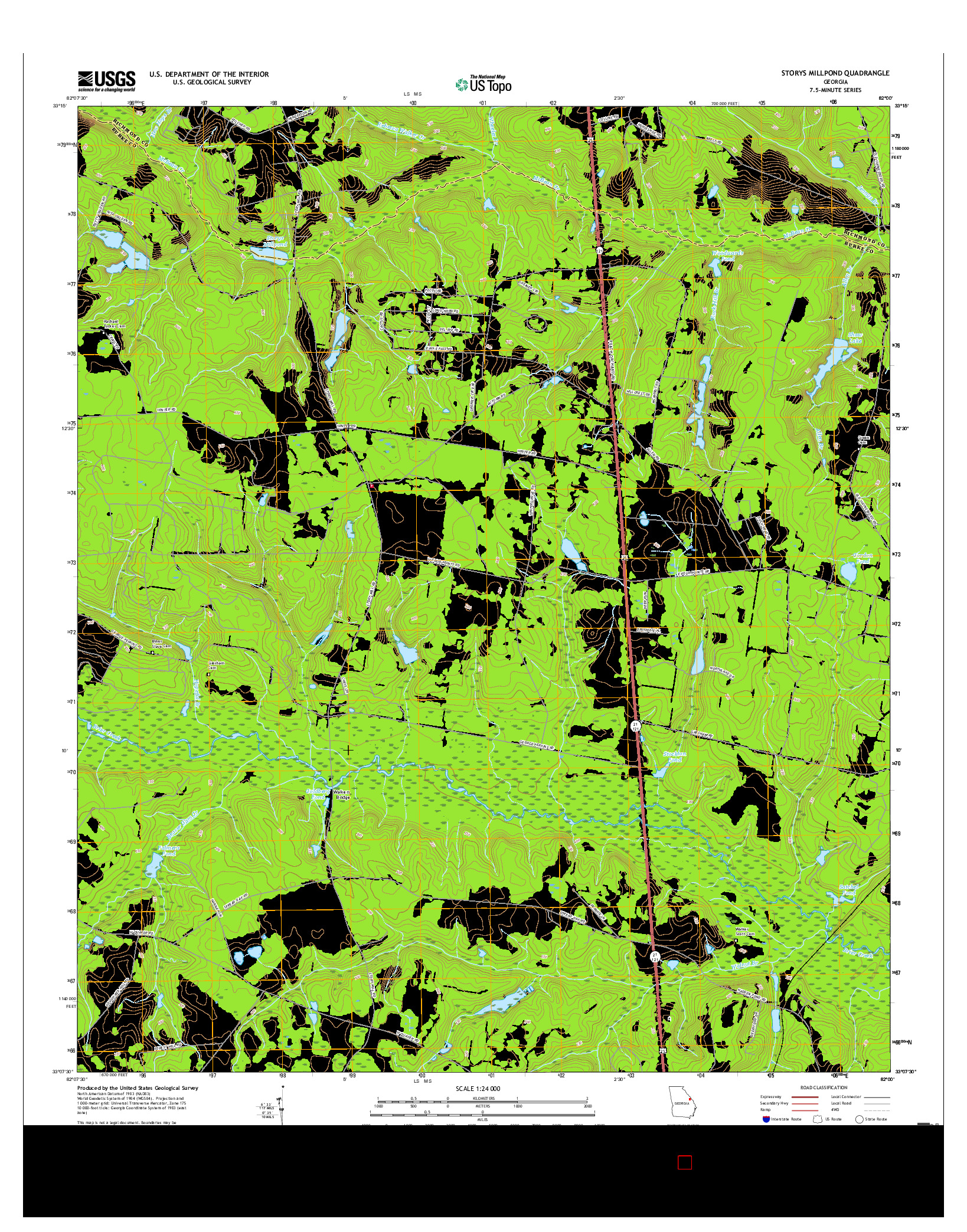 USGS US TOPO 7.5-MINUTE MAP FOR STORYS MILLPOND, GA 2017