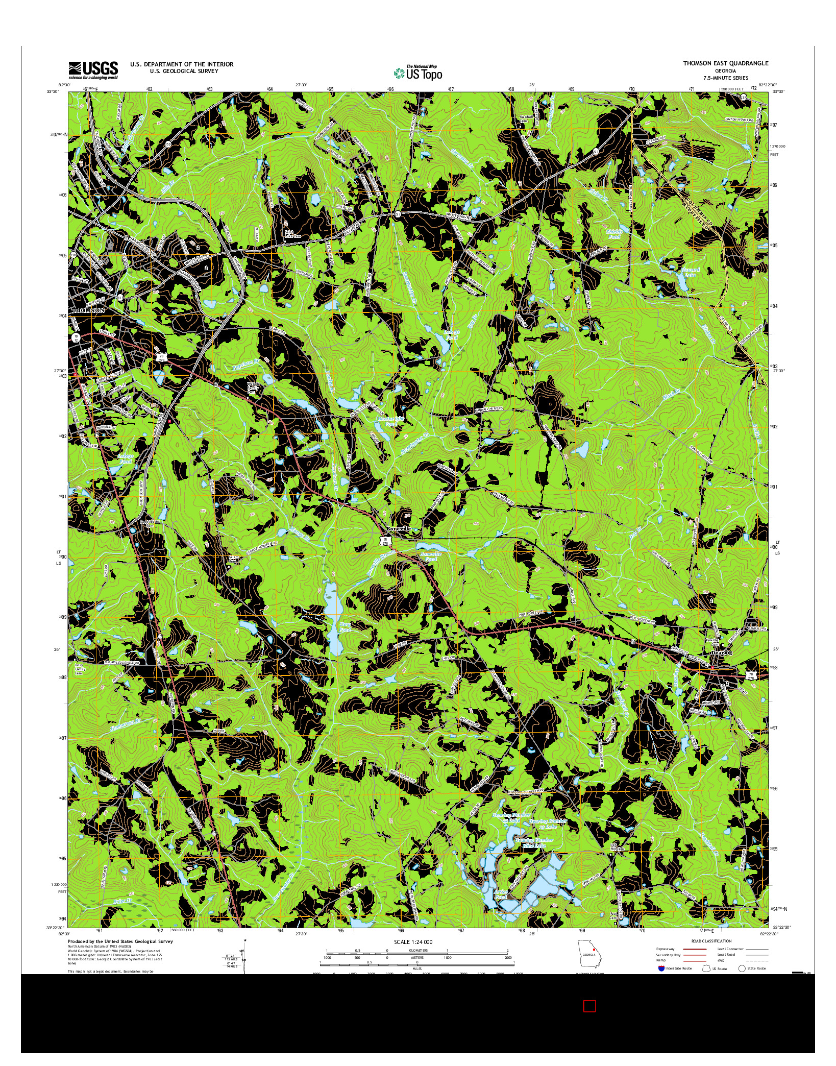 USGS US TOPO 7.5-MINUTE MAP FOR THOMSON EAST, GA 2017