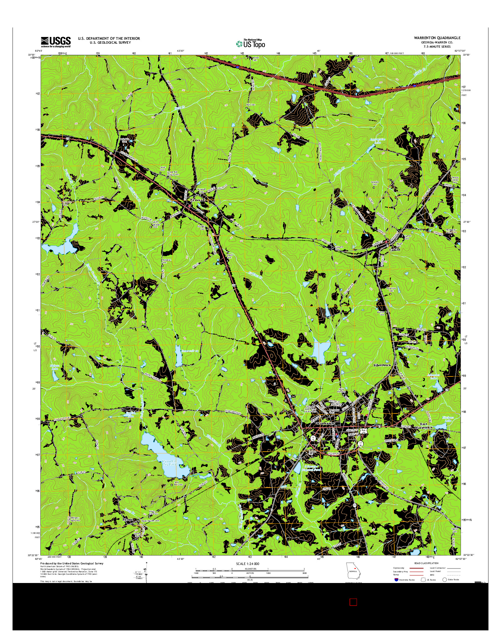 USGS US TOPO 7.5-MINUTE MAP FOR WARRENTON, GA 2017