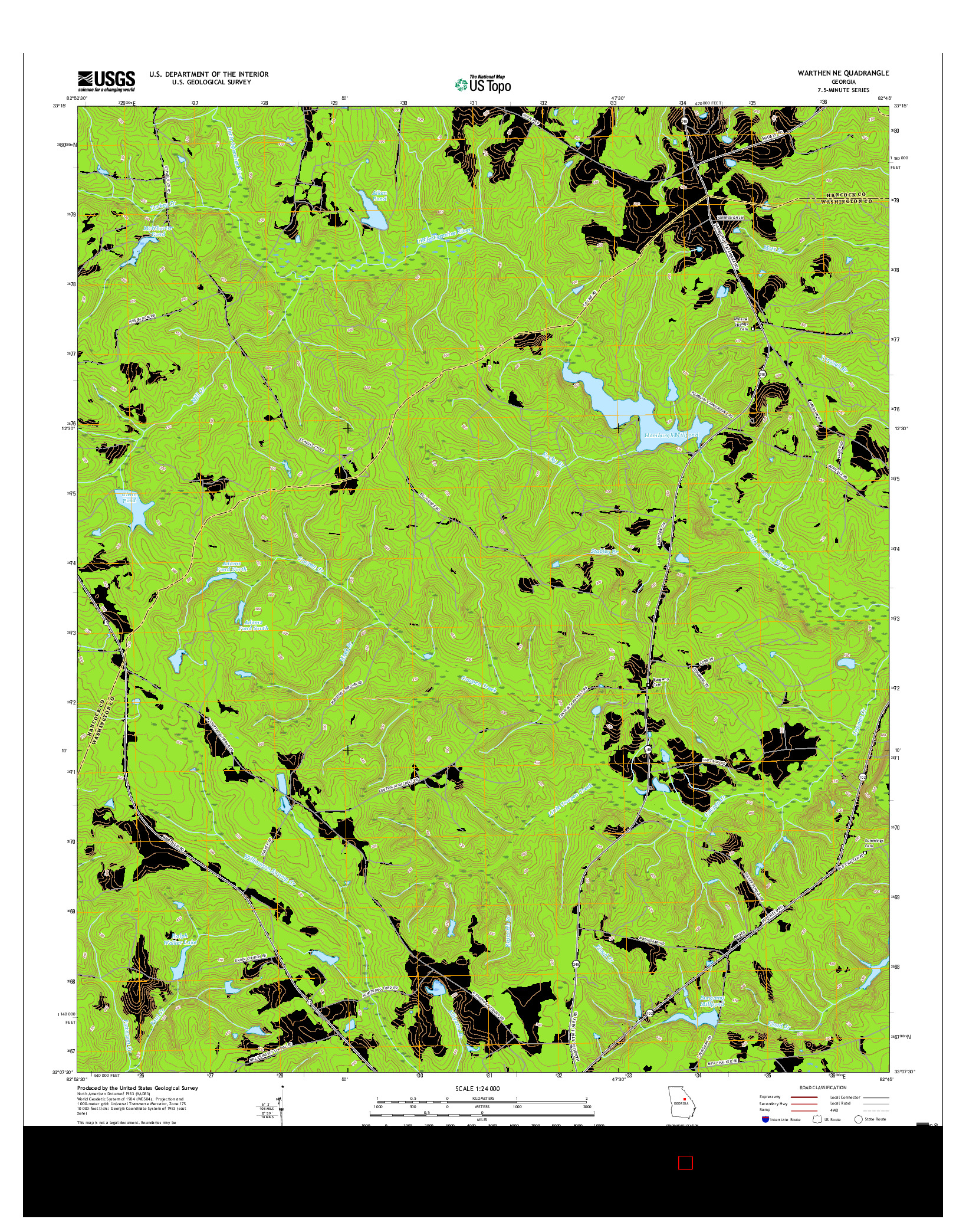 USGS US TOPO 7.5-MINUTE MAP FOR WARTHEN NE, GA 2017