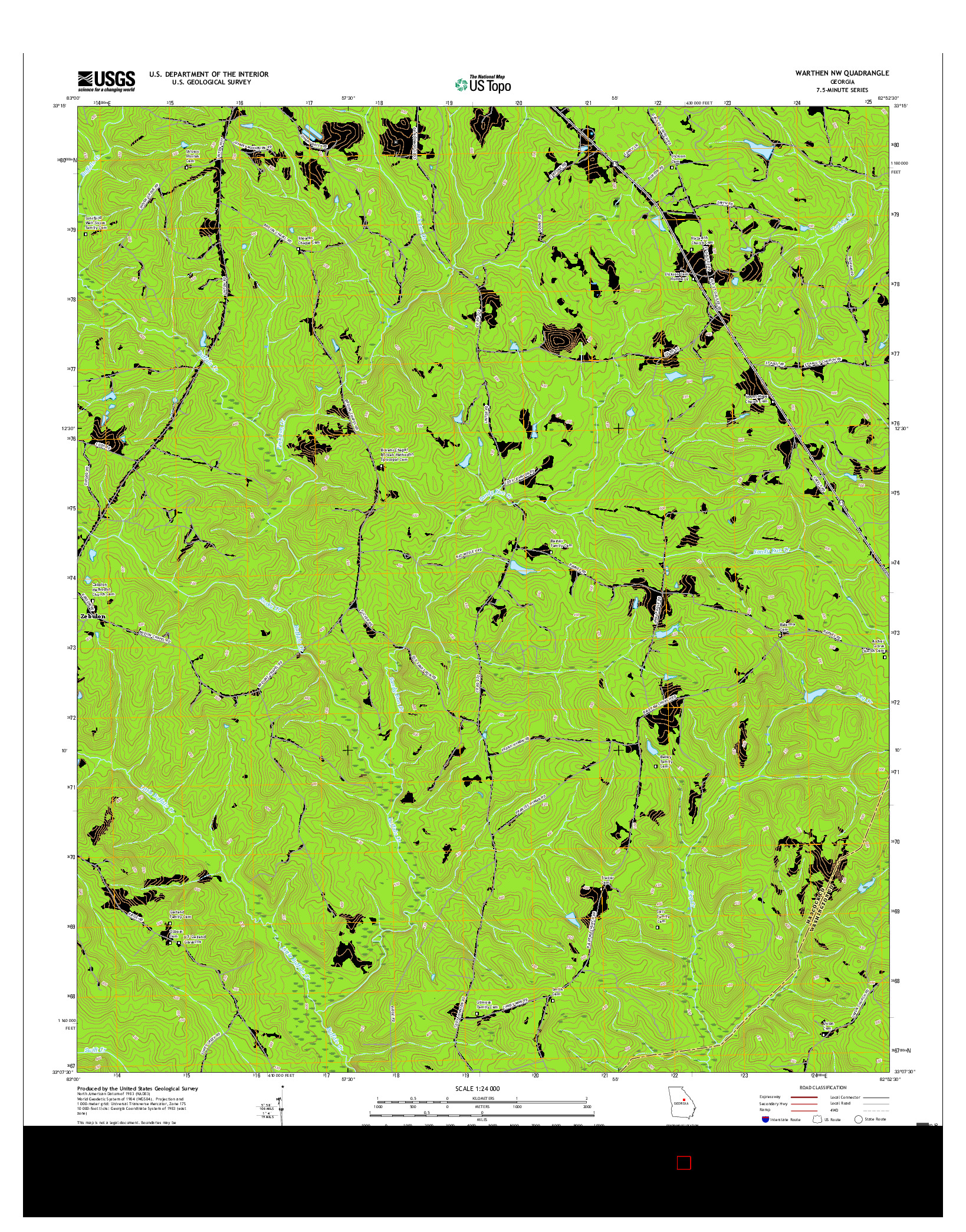 USGS US TOPO 7.5-MINUTE MAP FOR WARTHEN NW, GA 2017