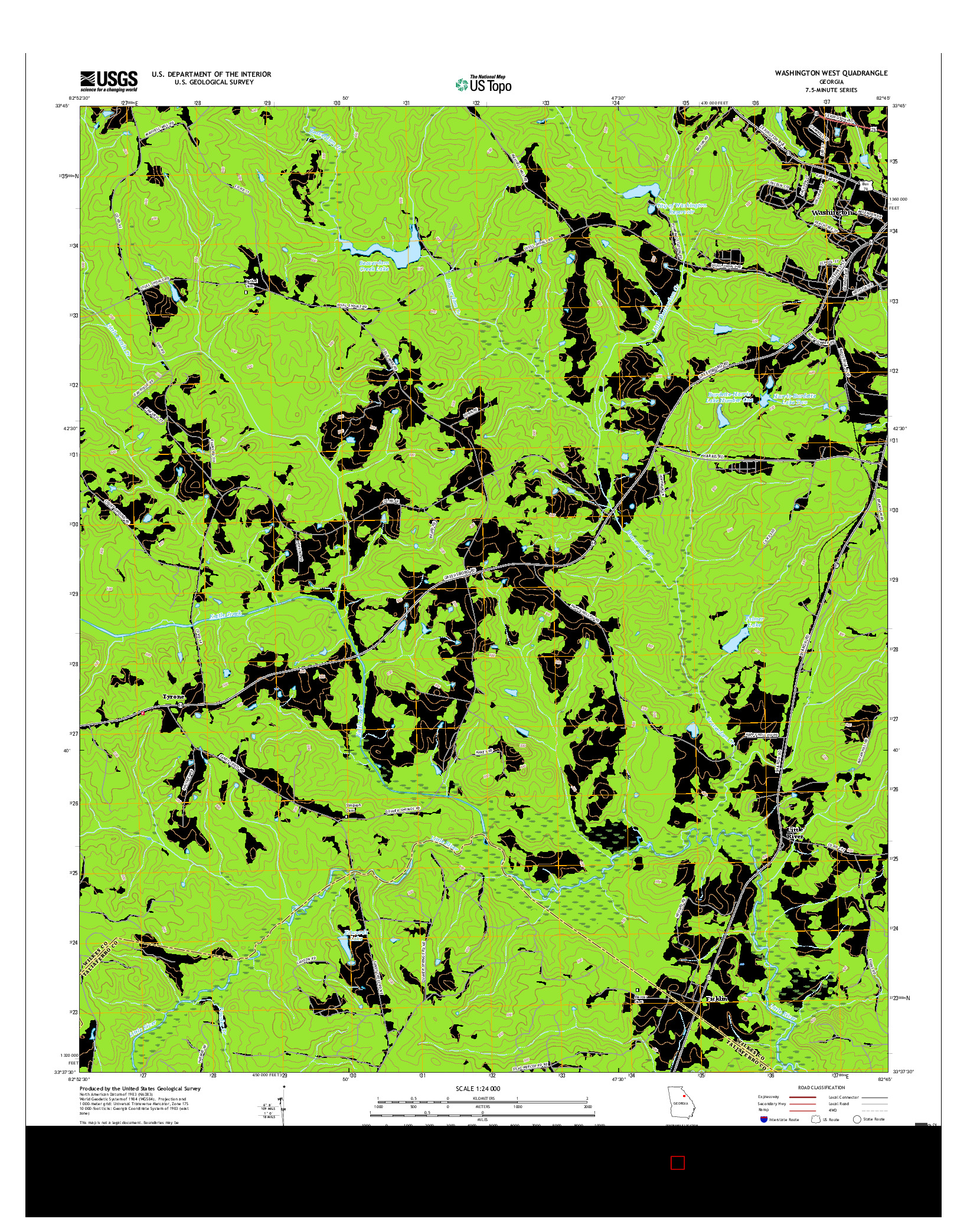 USGS US TOPO 7.5-MINUTE MAP FOR WASHINGTON WEST, GA 2017